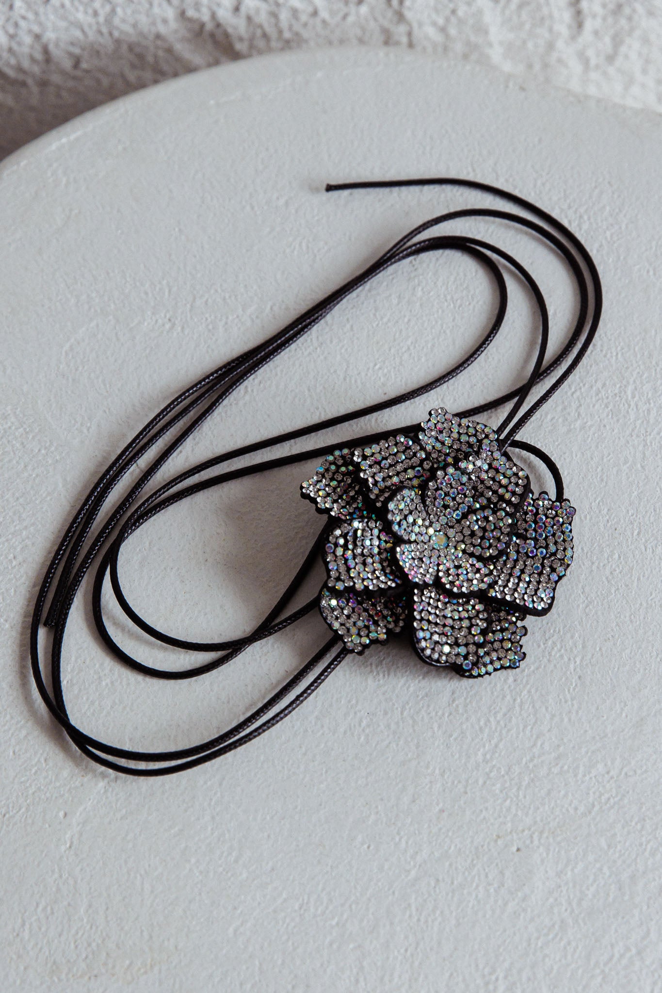 Magnolia Diamante Flower Choker Necklace Black by Selfie Leslie