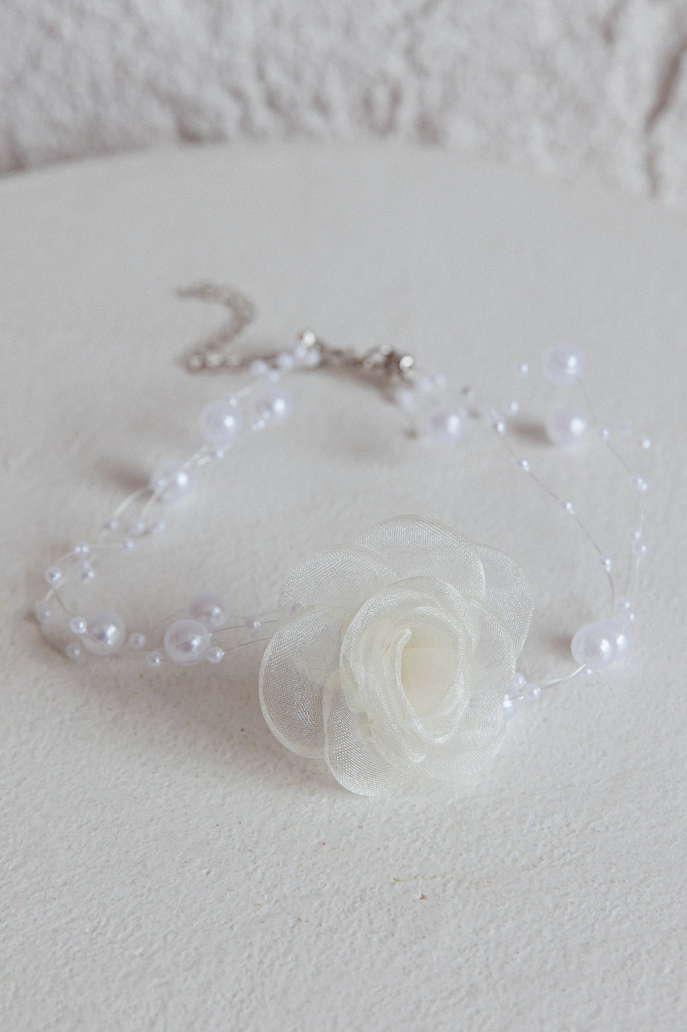 Magic Moments Chiffon Rose Choker Necklace Pearl by Selfie Leslie
