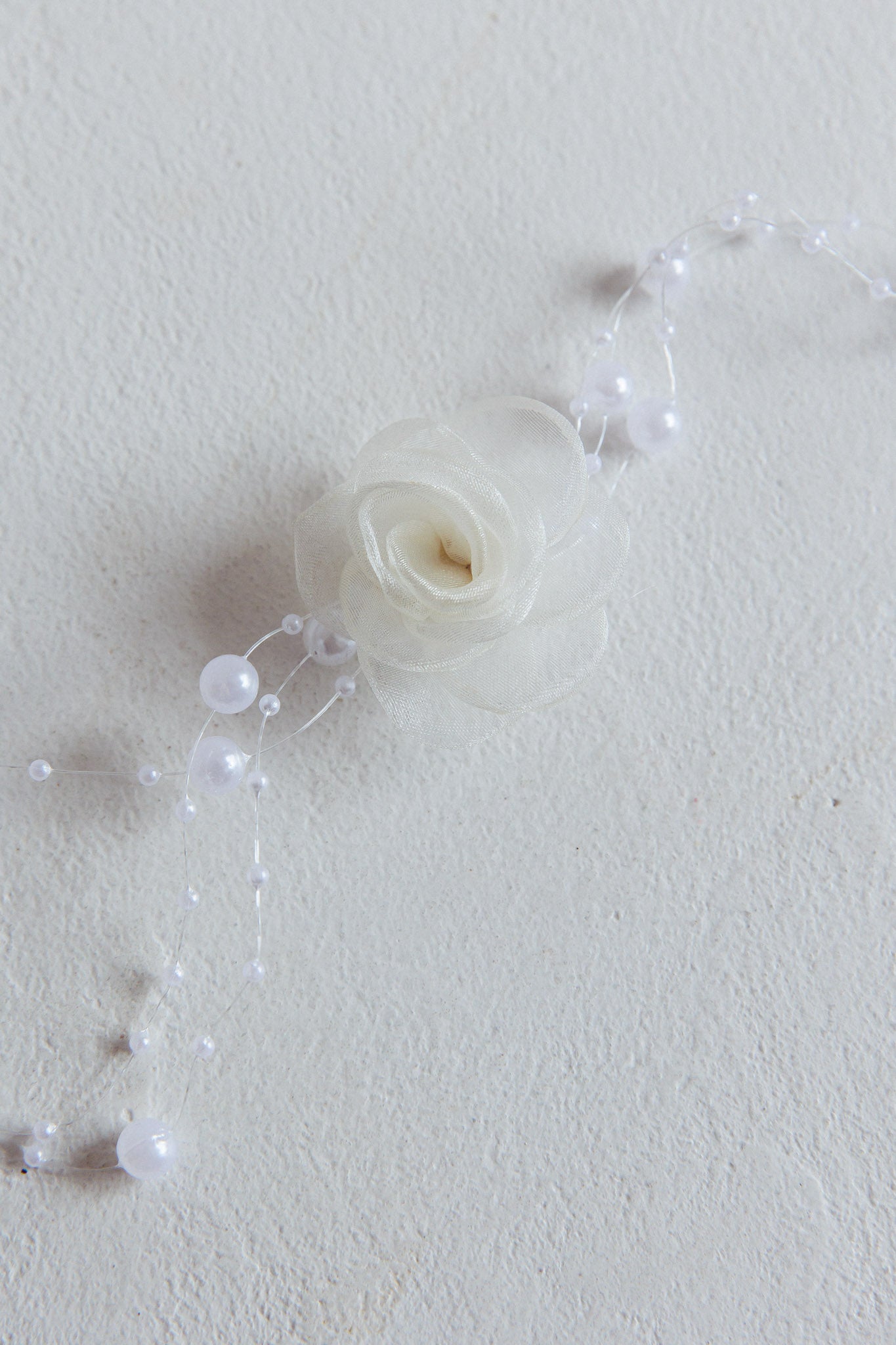 Magic Moments Chiffon Rose Choker Necklace Pearl by Selfie Leslie