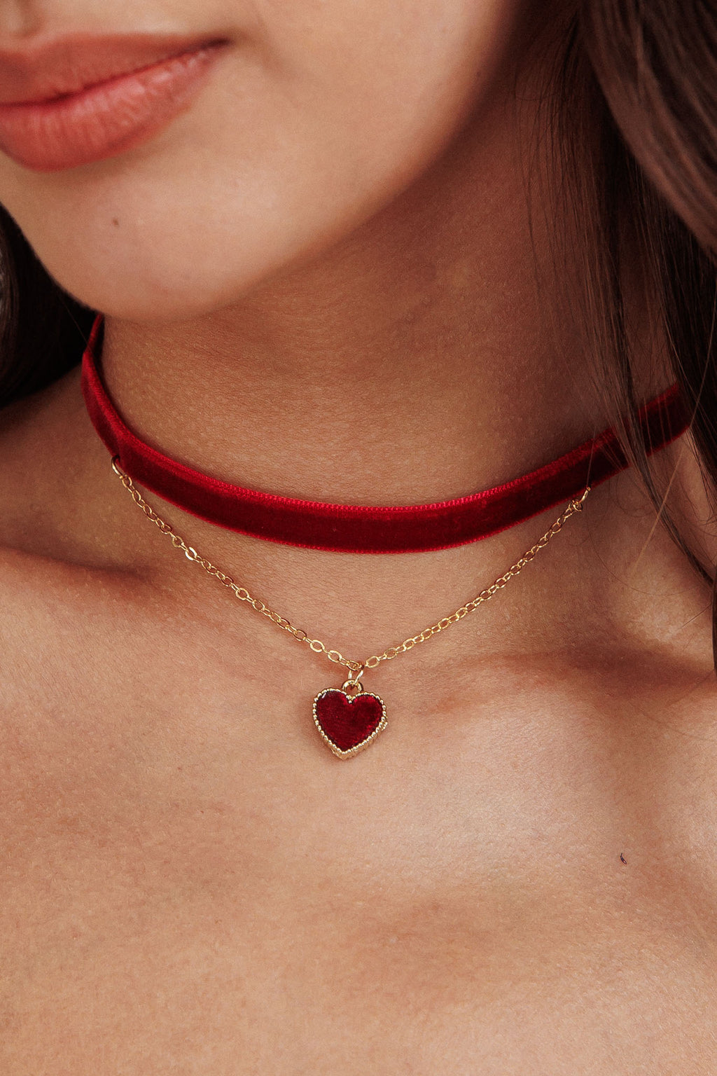 Rosie Velvet Heart Choker Necklace Red by Selfie Leslie