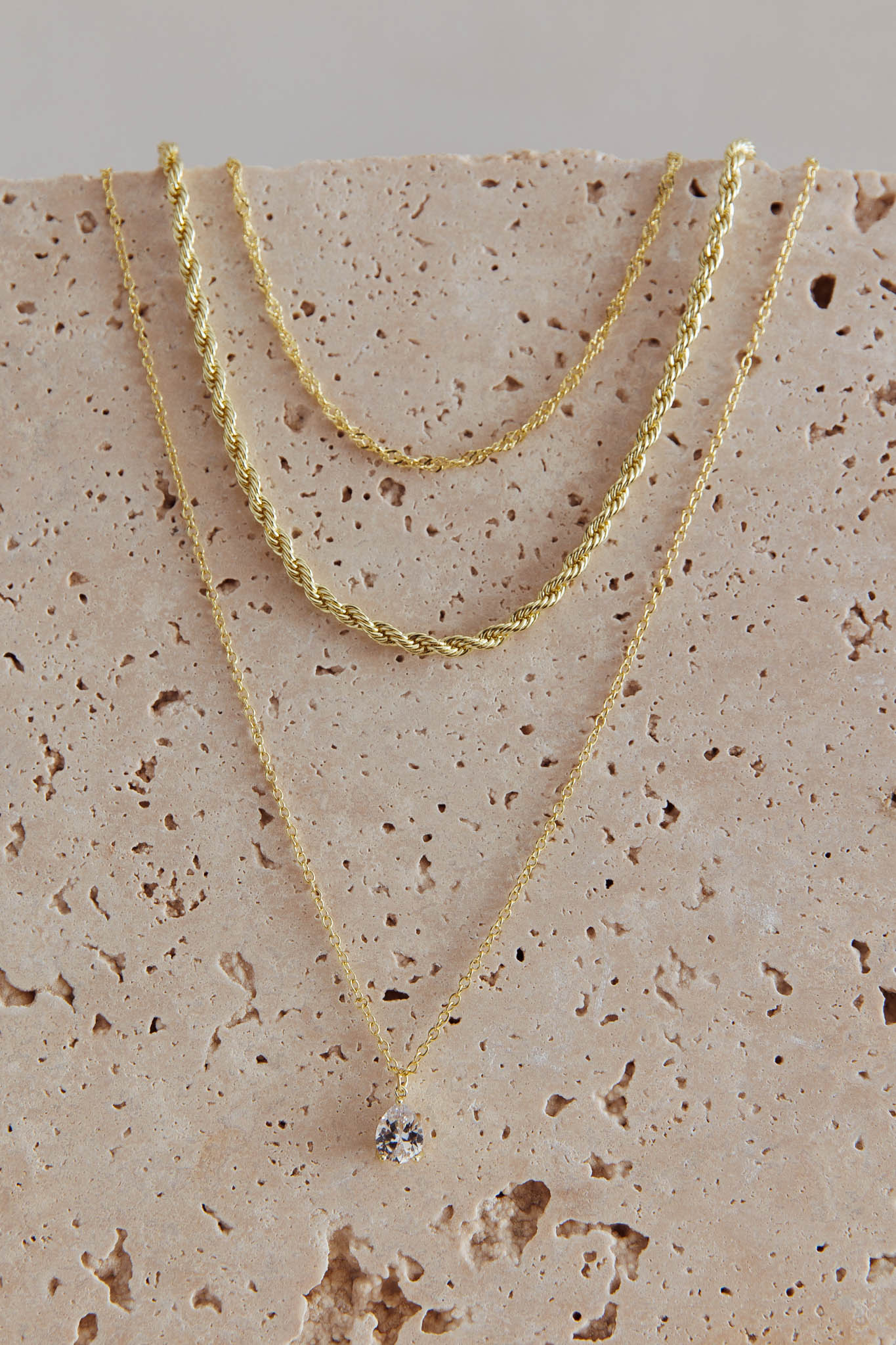 Aubrey Crystal Pendant Necklace Set Gold by Selfie Leslie