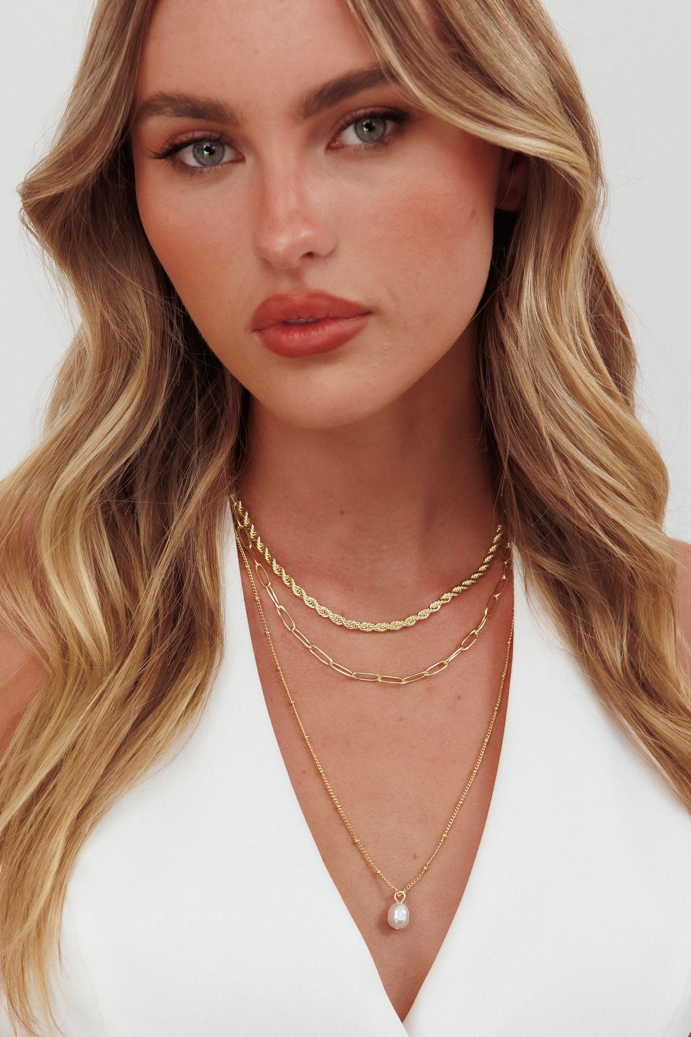 Allie Multi Length Necklace Set Gold by Selfie Leslie