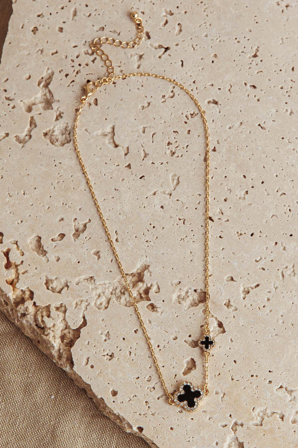 Kristin Four-Leaf Clover Necklace Gold Black by Selfie Leslie