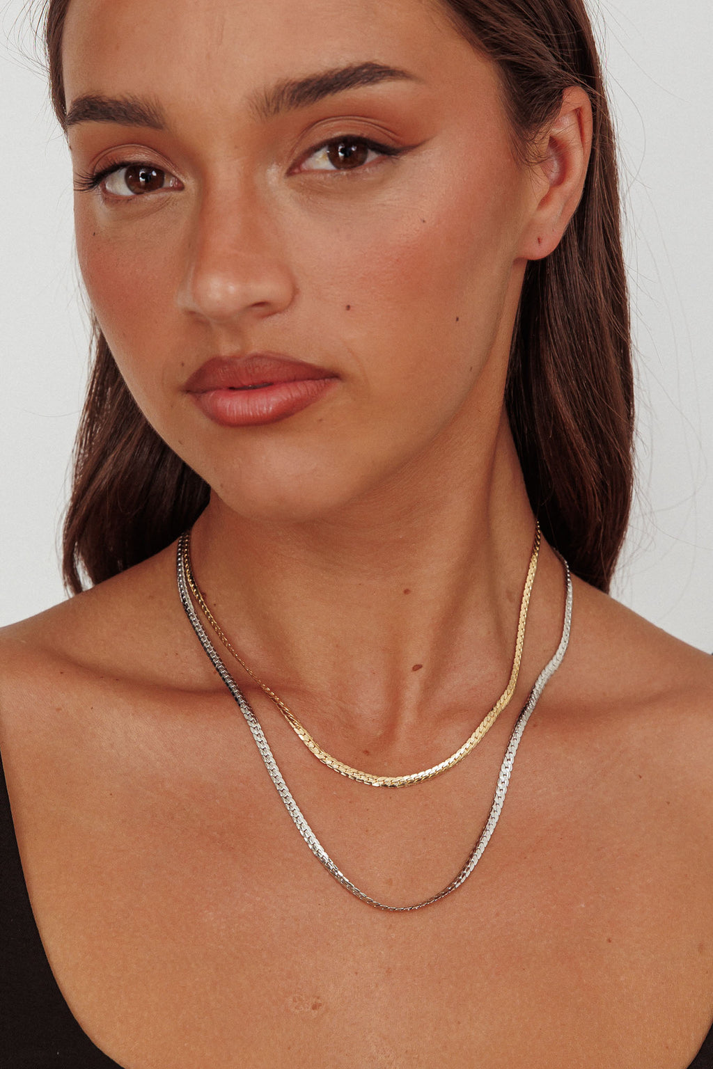 Dannielle Flat Link Chain Set Two-Tone Mixed by Selfie Leslie
