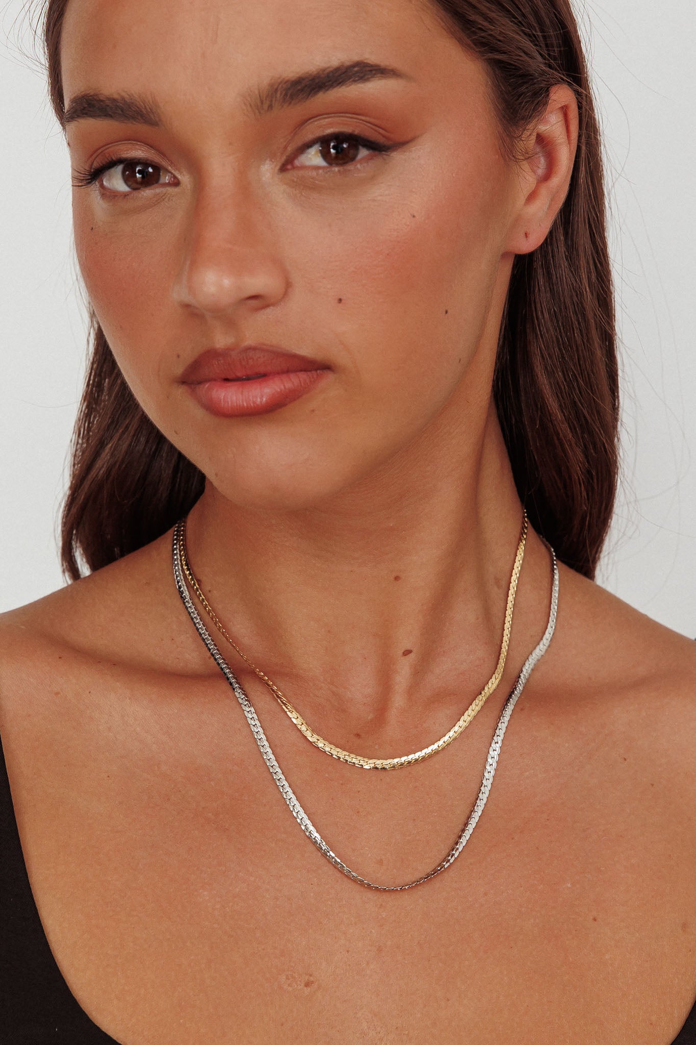 Dannielle Flat Link Chain Set Two-Tone Mixed by Selfie Leslie