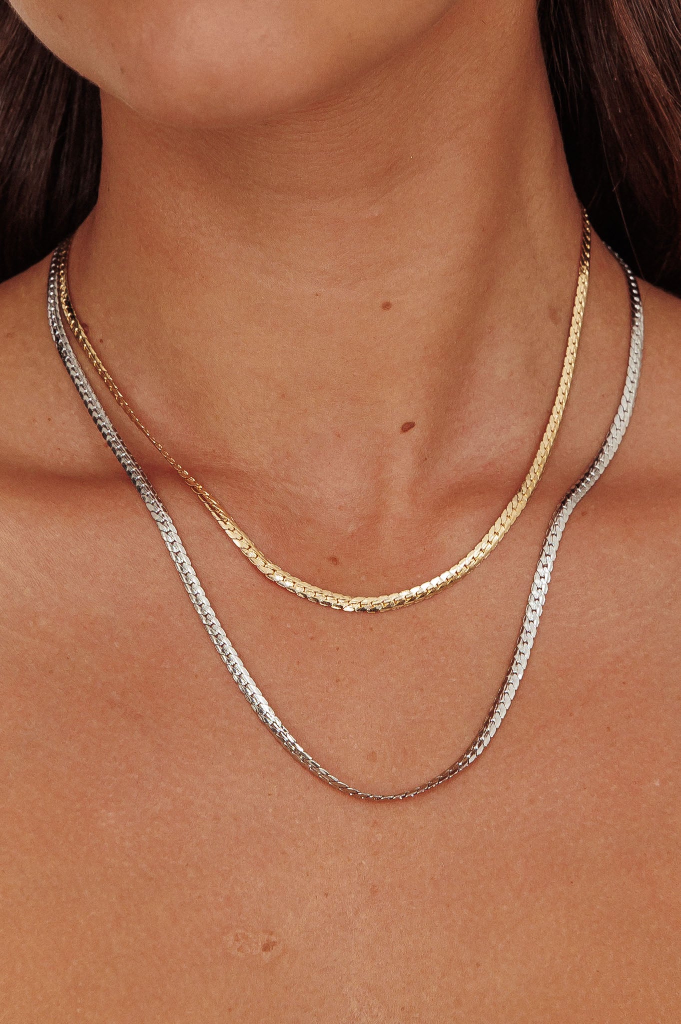 Dannielle Flat Link Chain Set Two-Tone Mixed by Selfie Leslie
