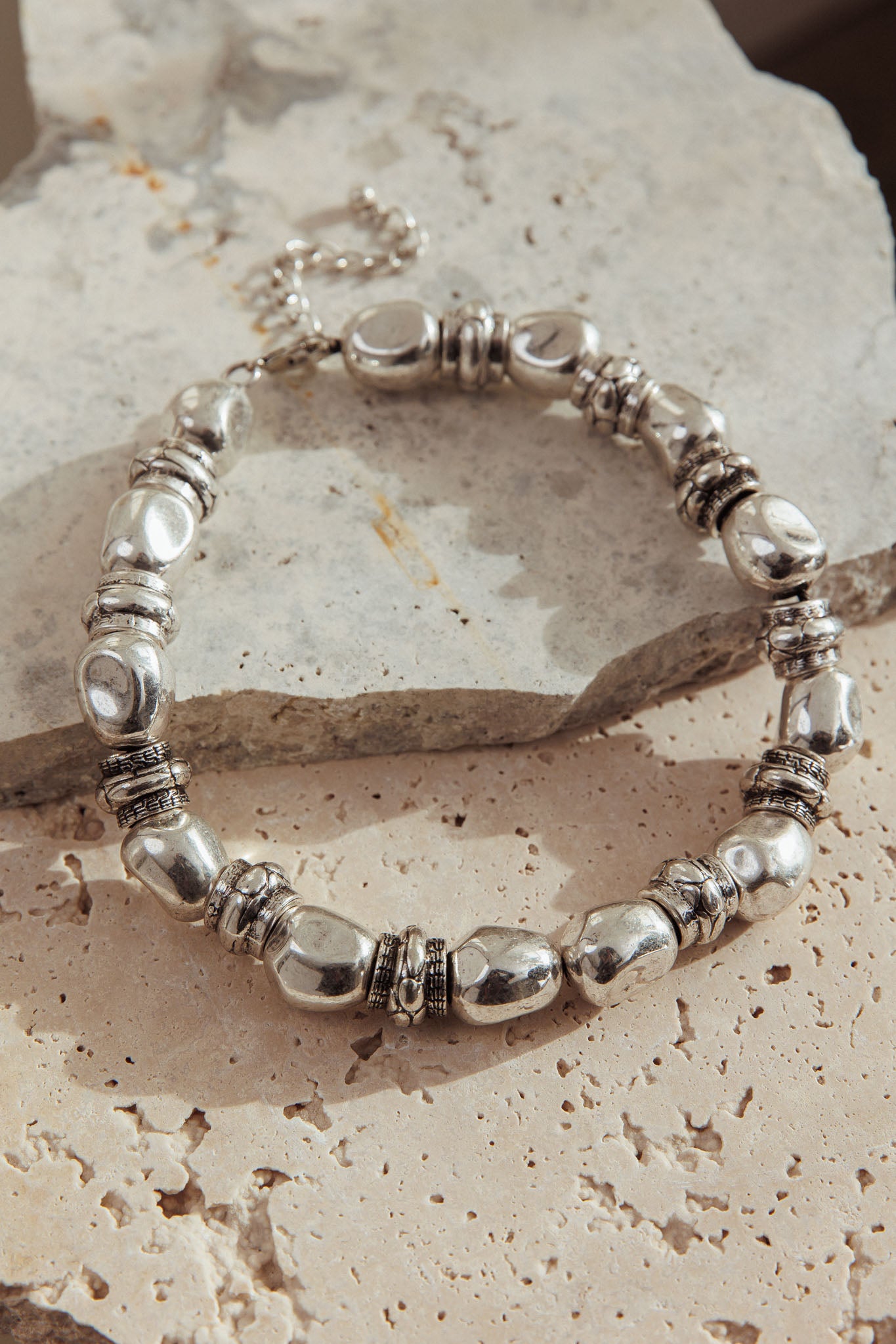 Royal Beaded Necklace Brushed Silver by Selfie Leslie