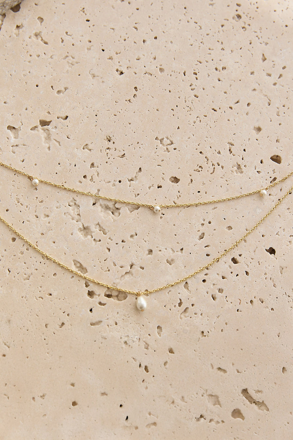 Hollis Double Strand Droplet Necklace Gold/Pearl by Selfie Leslie