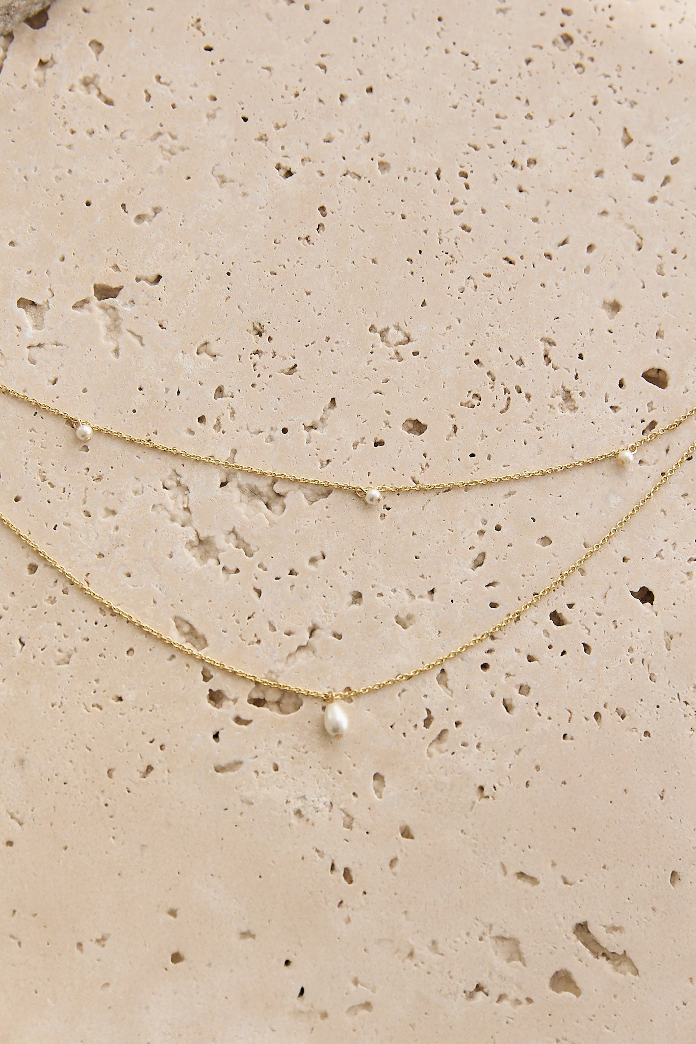Hollis Double Strand Droplet Necklace Gold/Pearl by Selfie Leslie