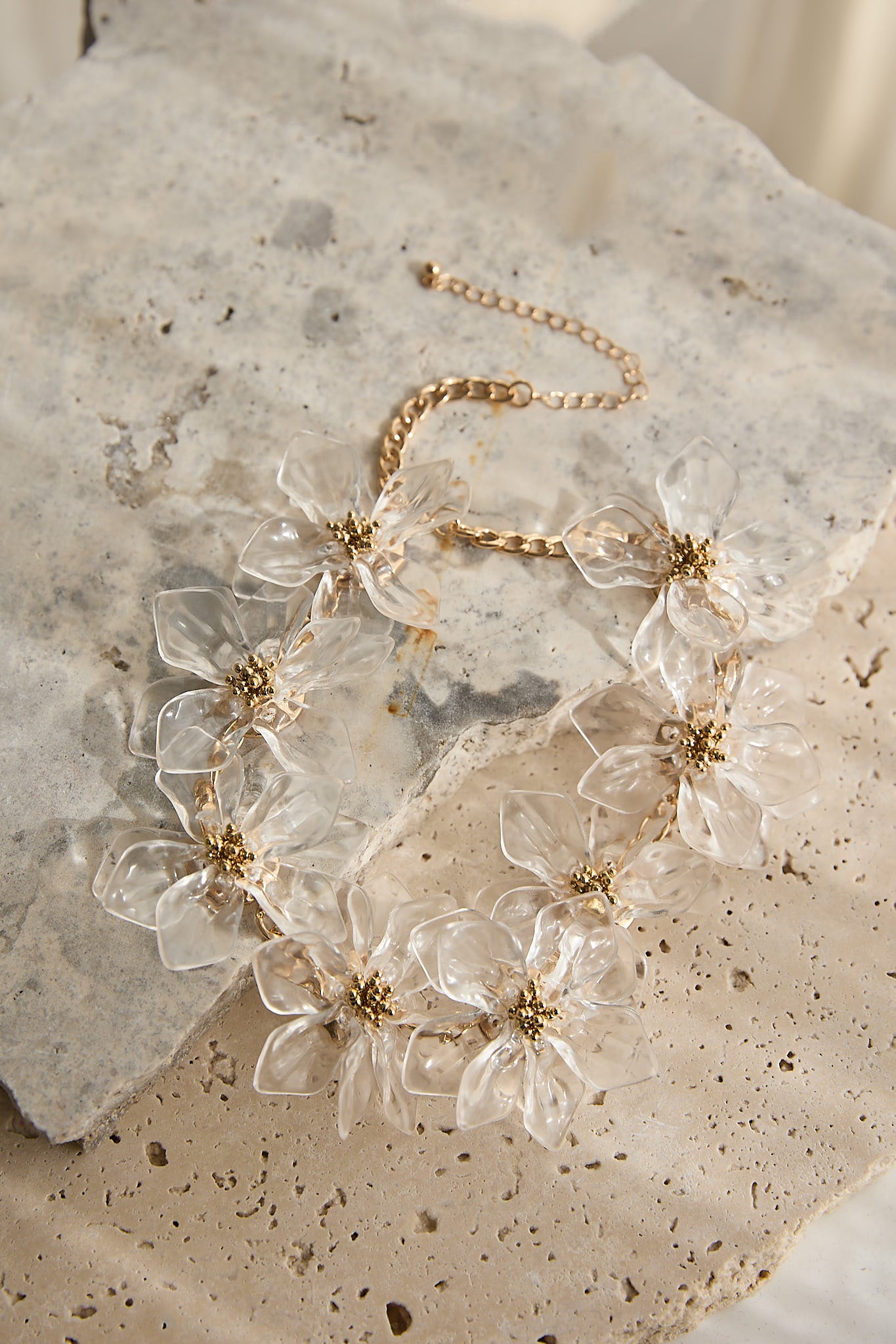 Mendoza Acrylic Floral Necklace Clear by Selfie Leslie