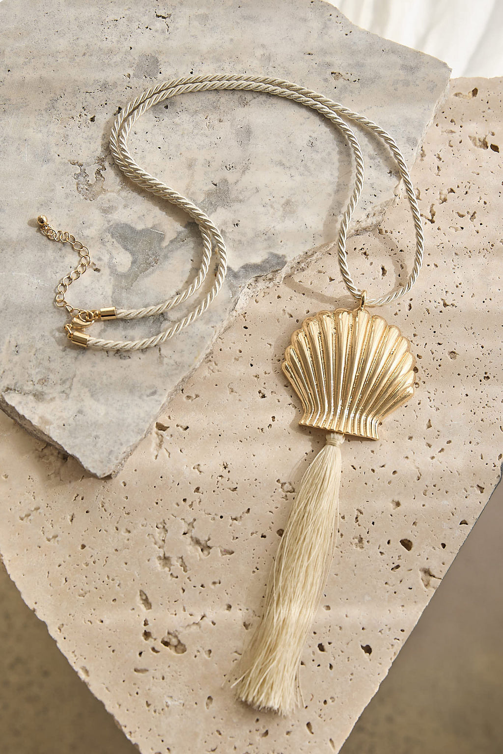 Fioren Shell Tassel Necklace Gold/Ivory by Selfie Leslie