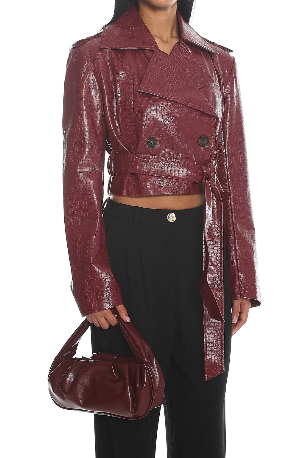 Corvina Ruched Shoulder Bag Burgundy