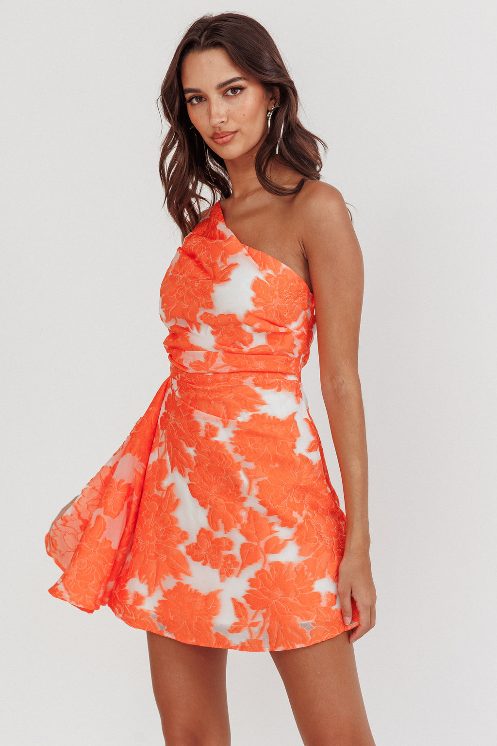 Inner Power One-Shoulder Mini Dress Orange by Selfie Leslie