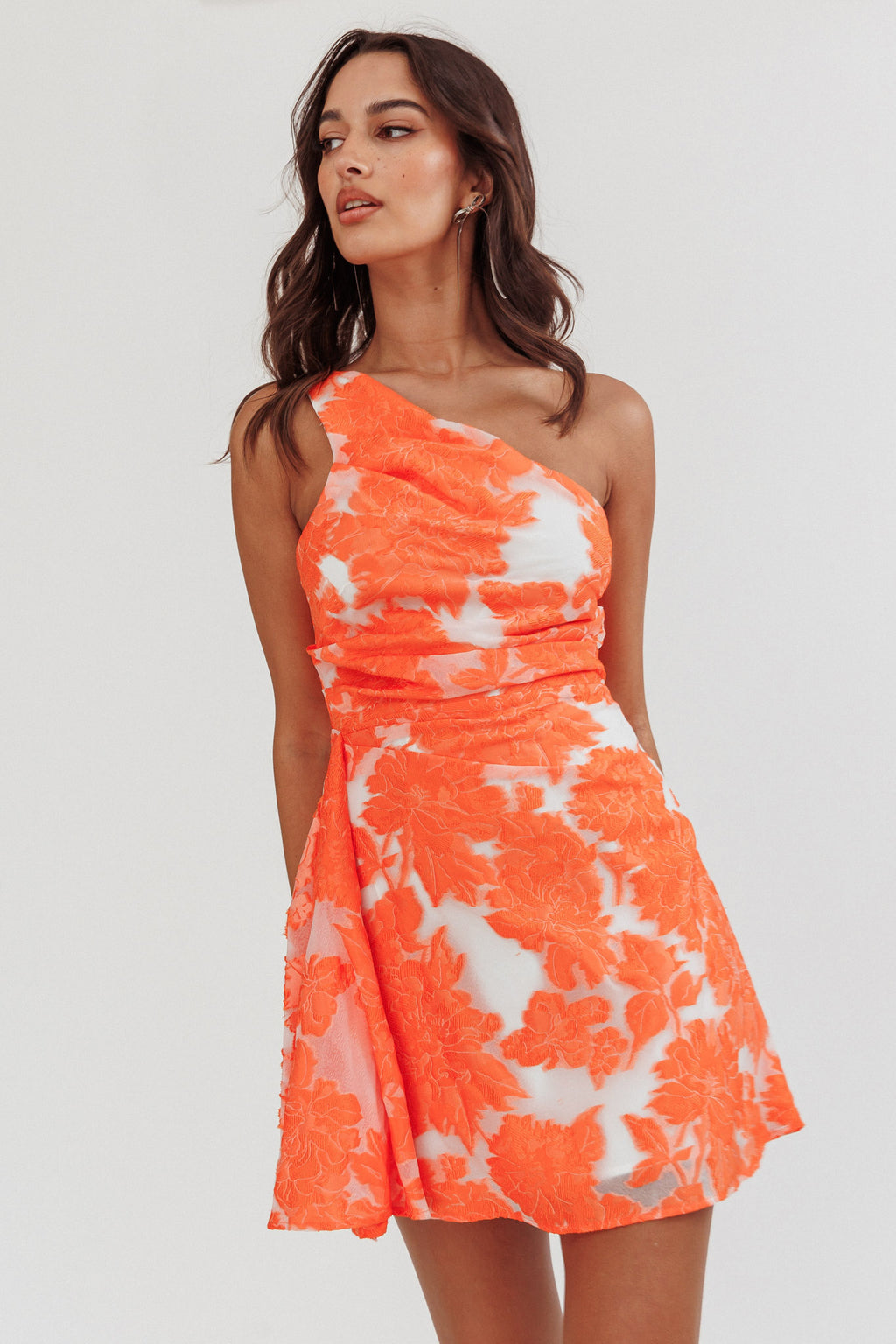 Inner Power One-Shoulder Mini Dress Orange by Selfie Leslie
