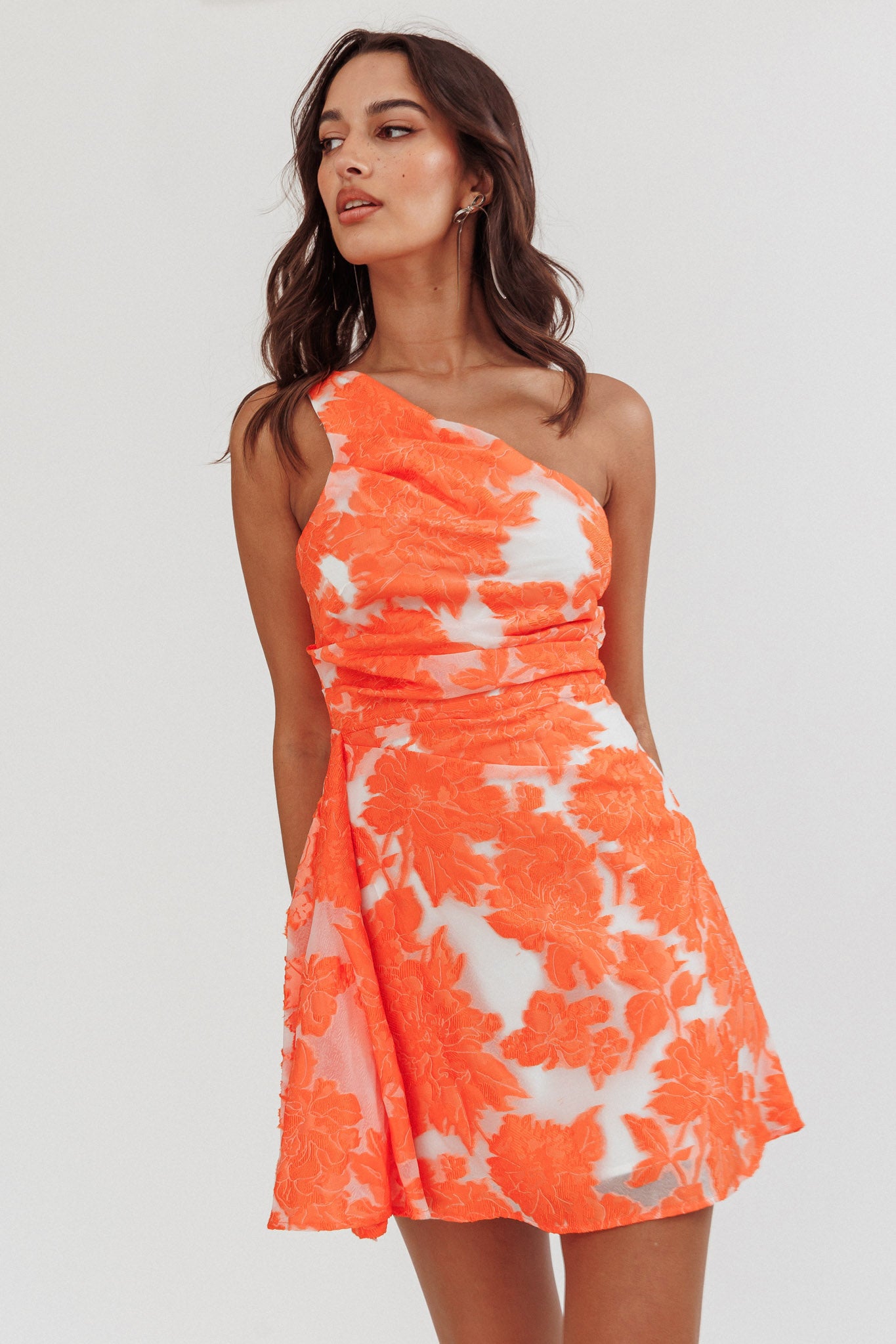 Inner Power One-Shoulder Mini Dress Orange by Selfie Leslie