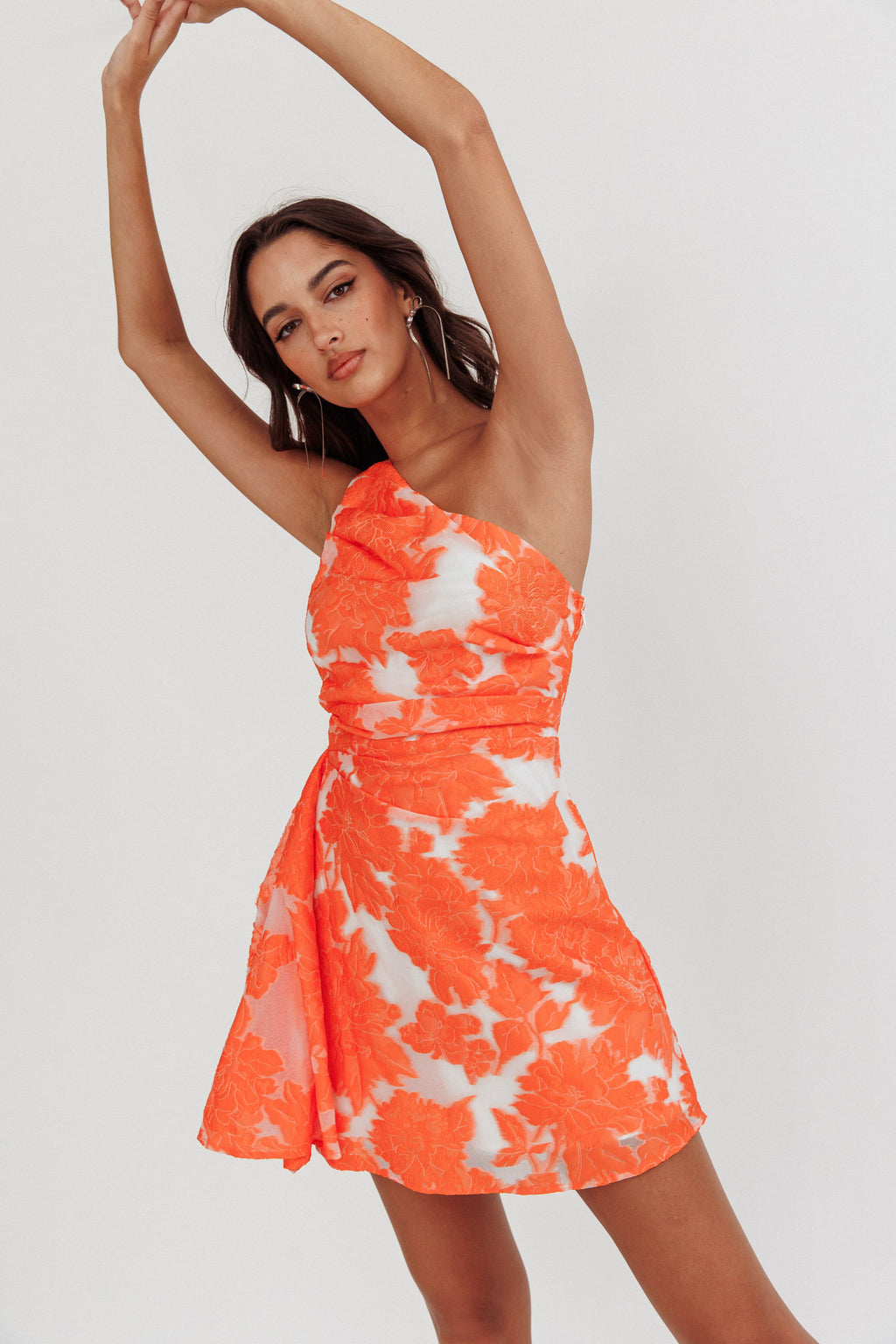 Inner Power One-Shoulder Mini Dress Orange by Selfie Leslie