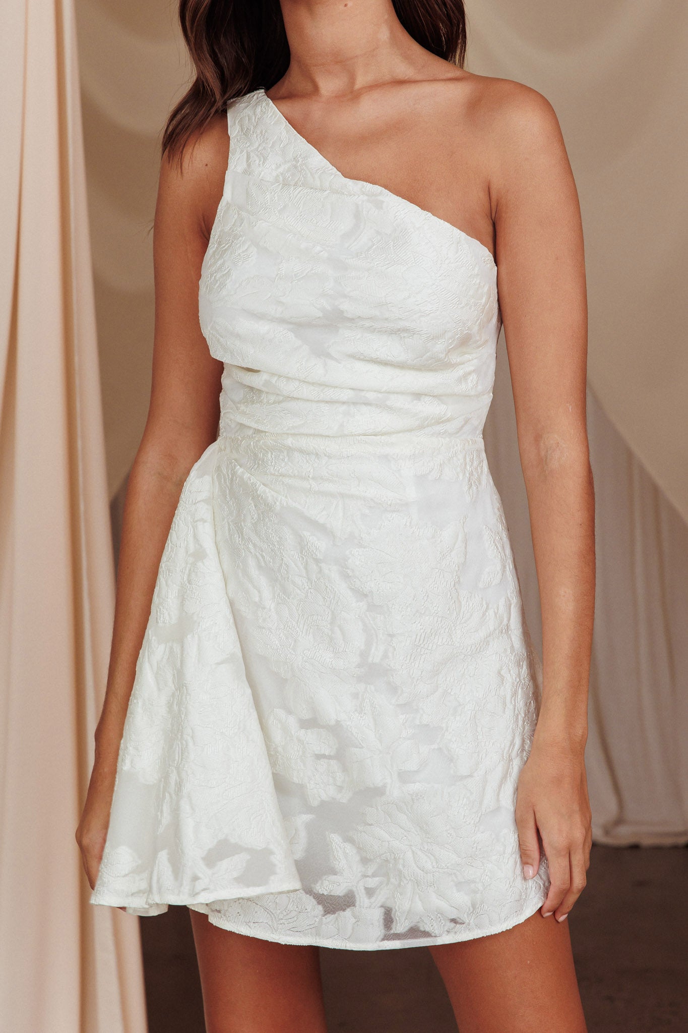 Inner Power One-Shoulder Mini Dress White by Selfie Leslie