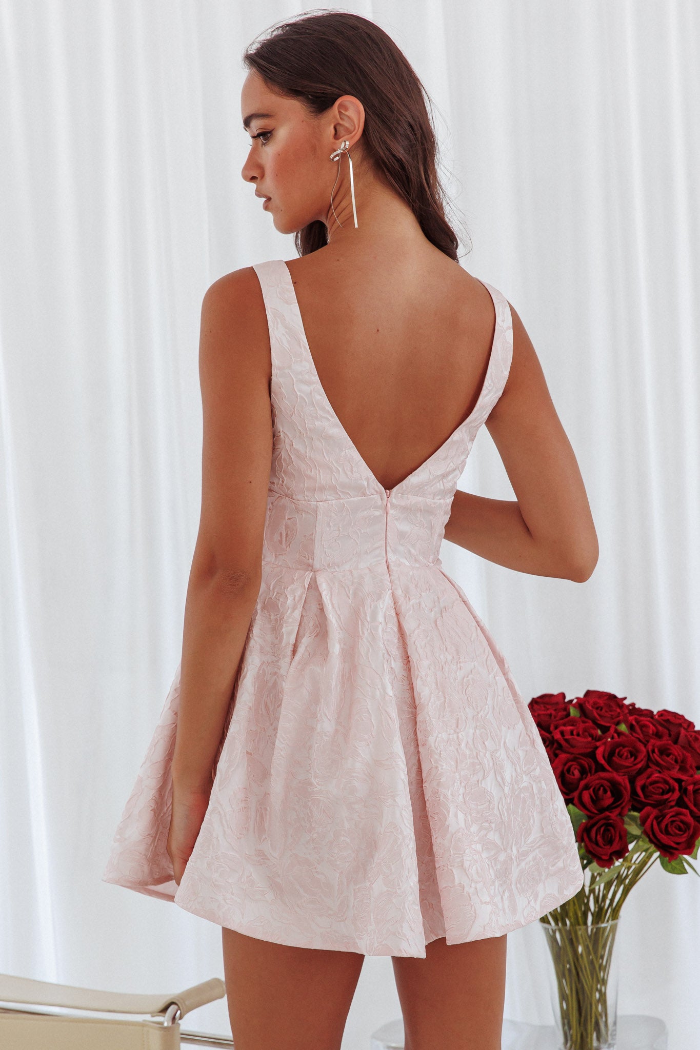 Belle Enchante Jacquard Mini Dress Pink by Selfie Leslie