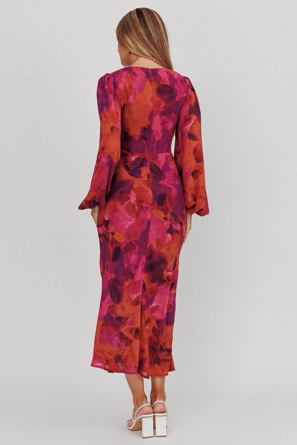 Aurora Dreams Cut-Out Waist Midi Dress Dark Rose by Selfie Leslie