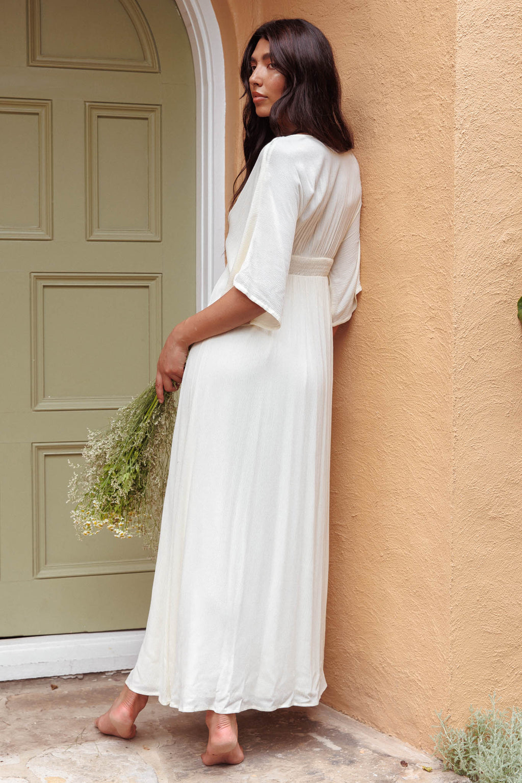 Paradise Found V-Neck Button Maxi Dress Natural Paradise Found V-Neck Button Maxi Dress Natural