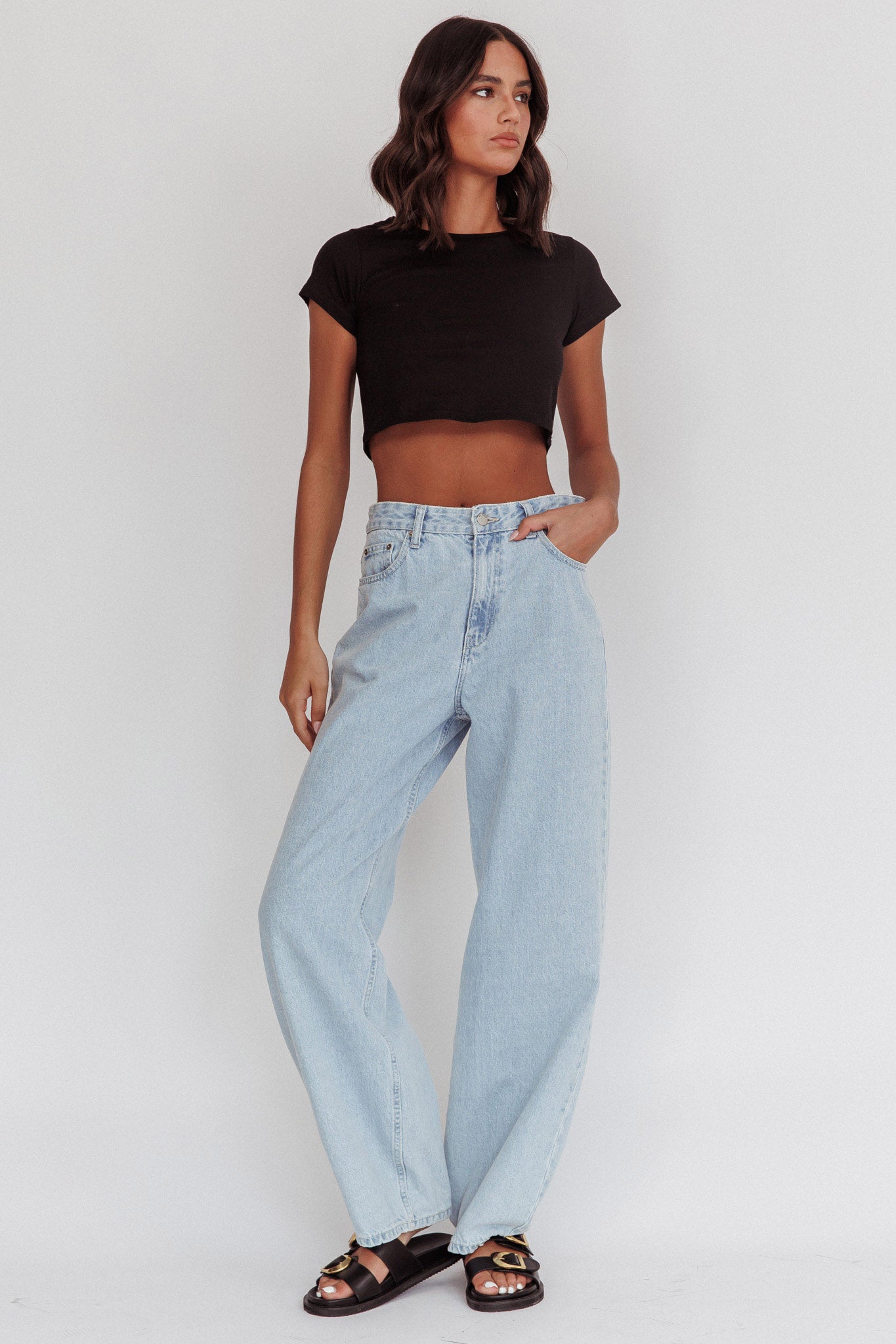 Olly Cropped Baby Tee Black by Selfie Leslie
