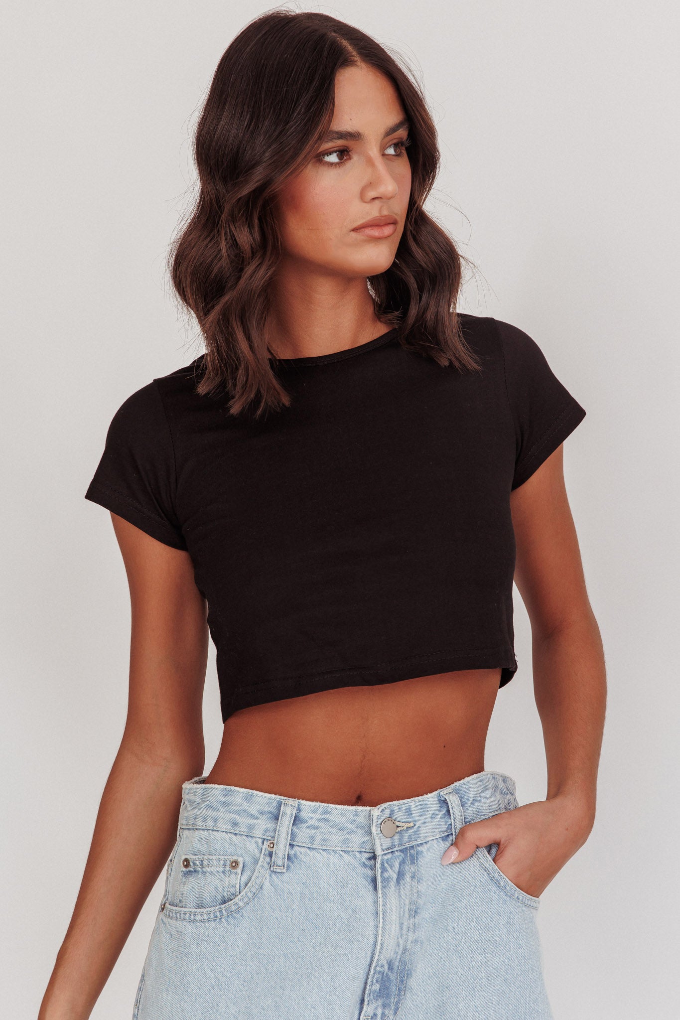babylclub トップス ブラック Olly Cropped Baby Tee Black | Selfie Leslie