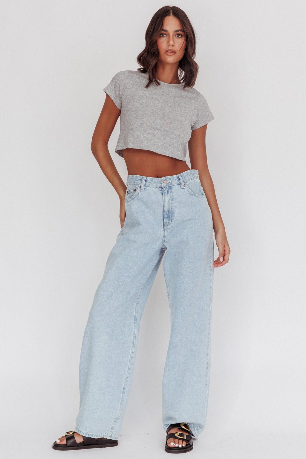 Olly Cropped Baby Tee Grey by Selfie Leslie