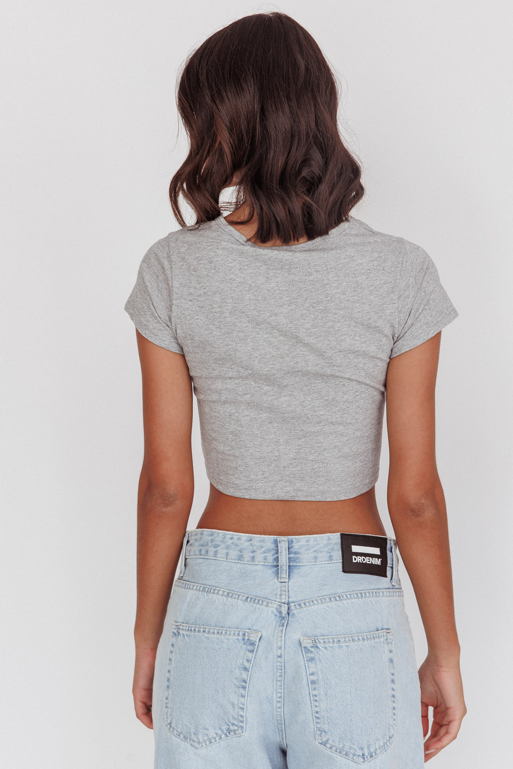Olly Cropped Baby Tee Grey by Selfie Leslie