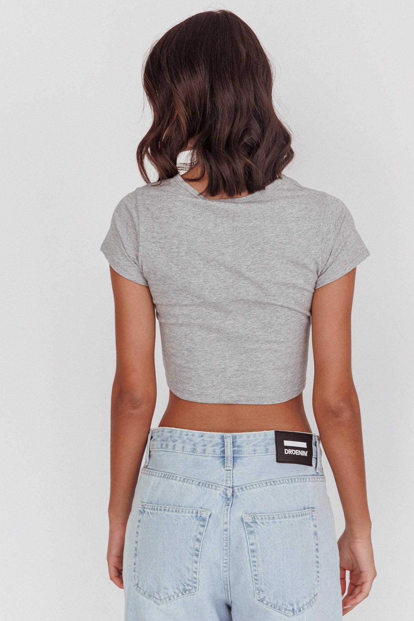 Olly Cropped Baby Tee Grey by Selfie Leslie