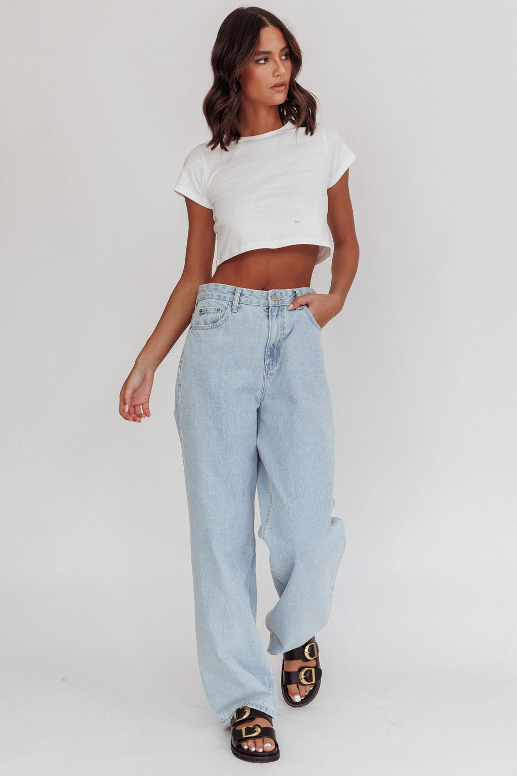 Olly Cropped Baby Tee White by Selfie Leslie
