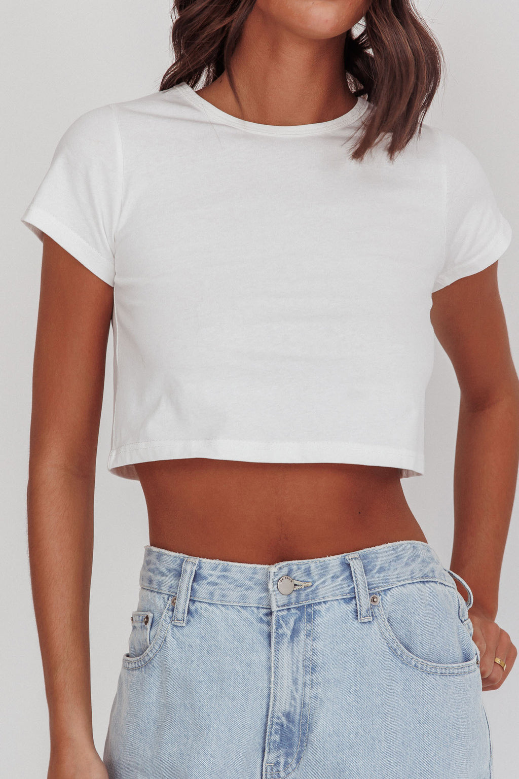 Olly Cropped Baby Tee White by Selfie Leslie