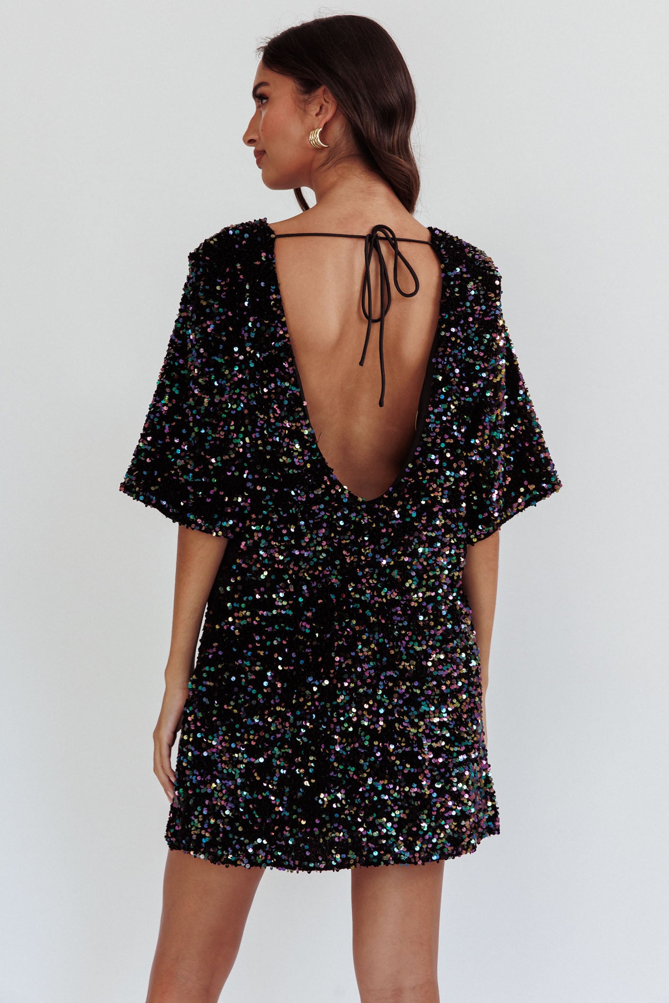 Shop the Miramar Backless Sequin Dress Black Multi