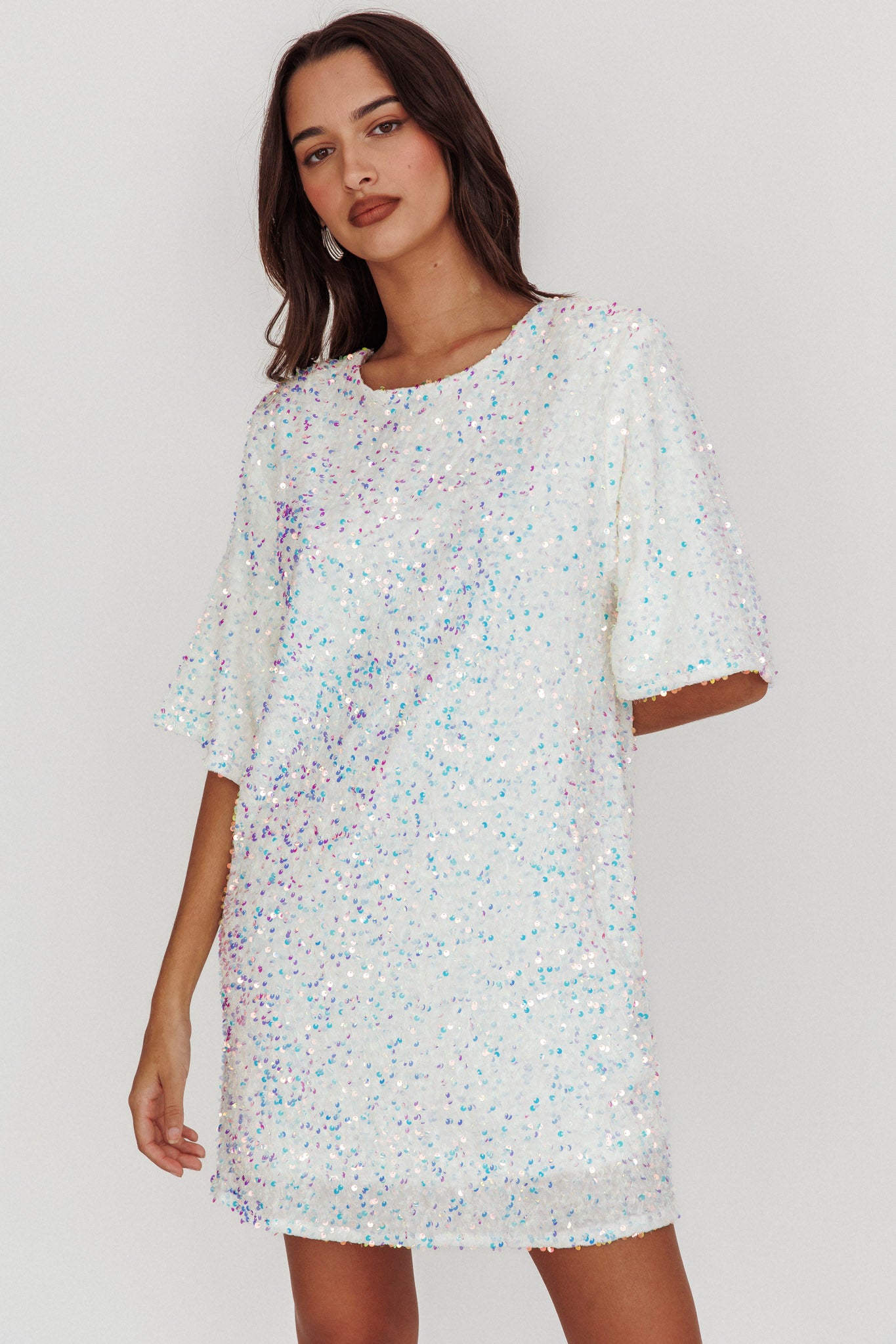 Miramar Backless Sequin Dress White by Selfie Leslie