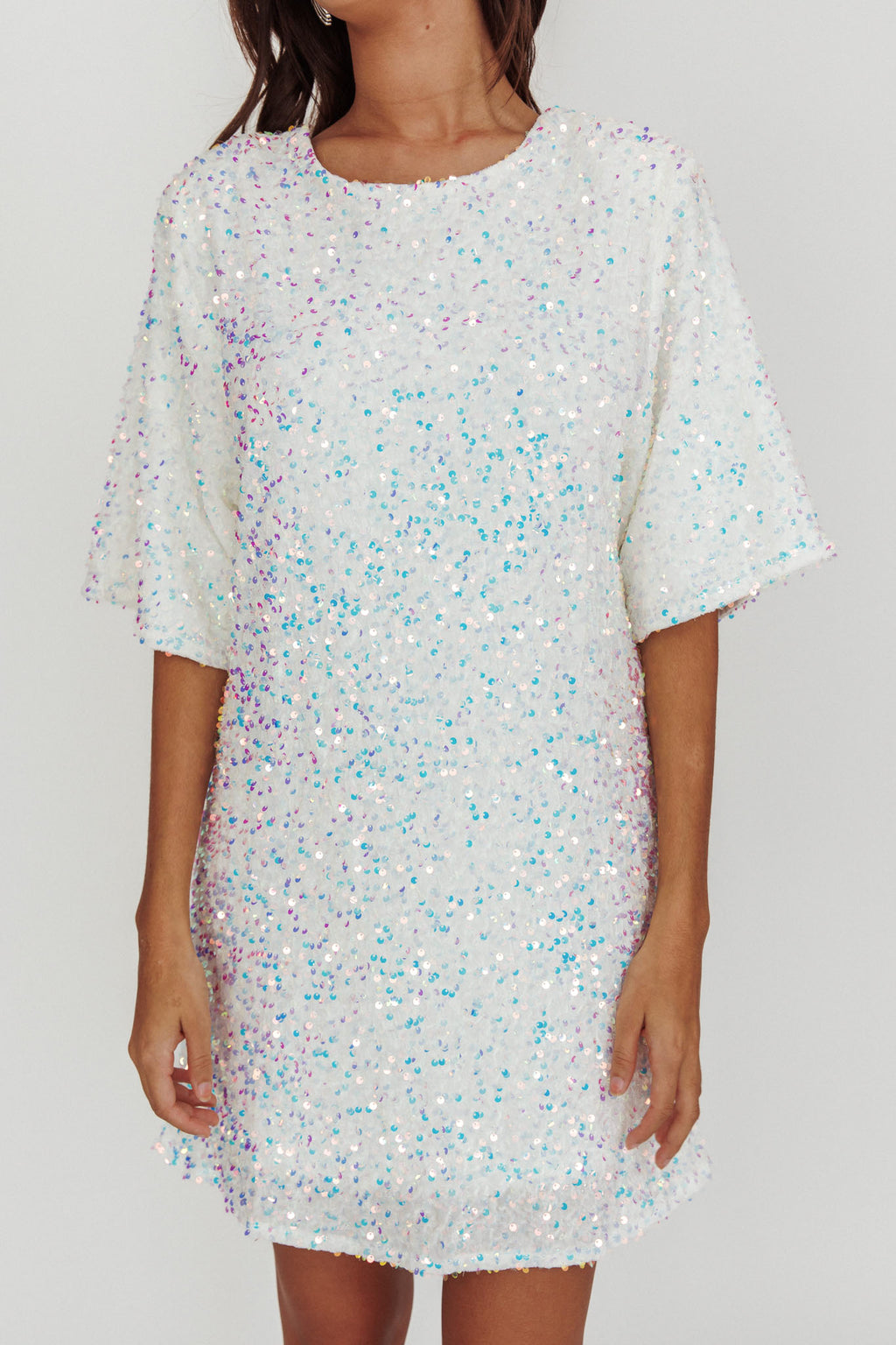 Miramar Backless Sequin Dress White by Selfie Leslie