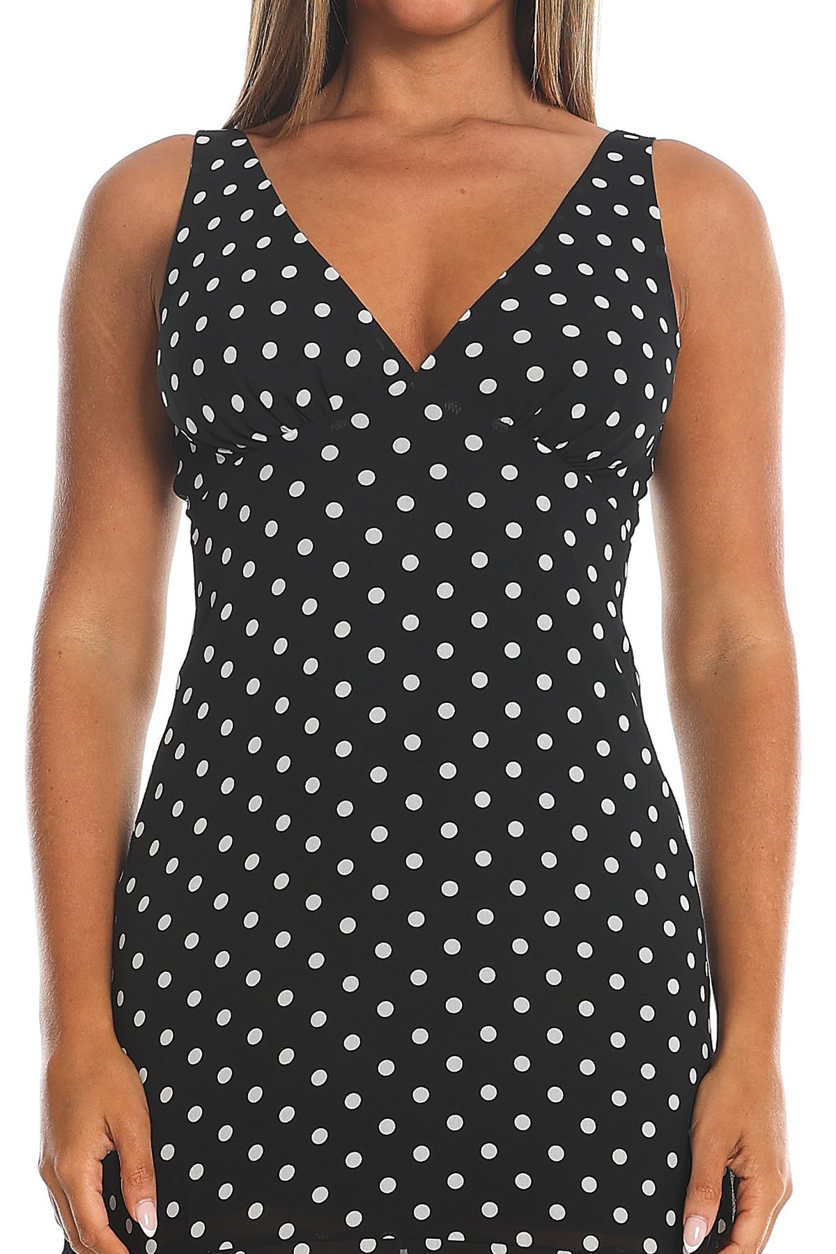 Rosewood V-Neckline Maxi Dress Polka Dot Black by Selfie Leslie