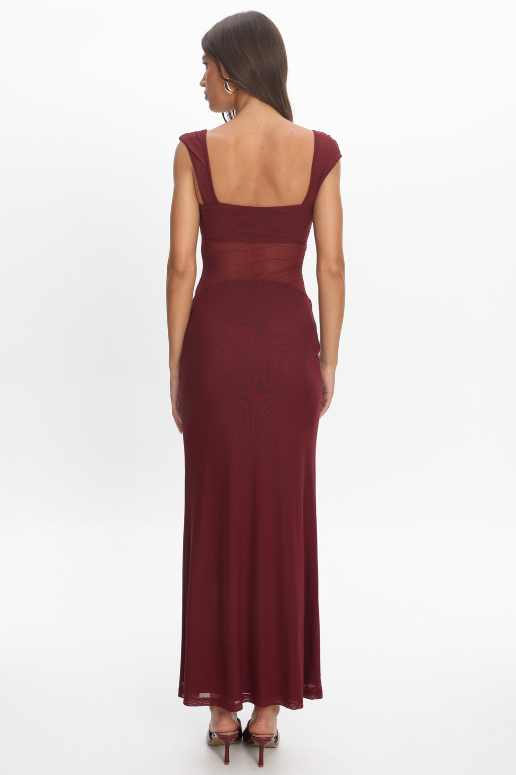 Renella Mesh Waist Maxi Dress Wine