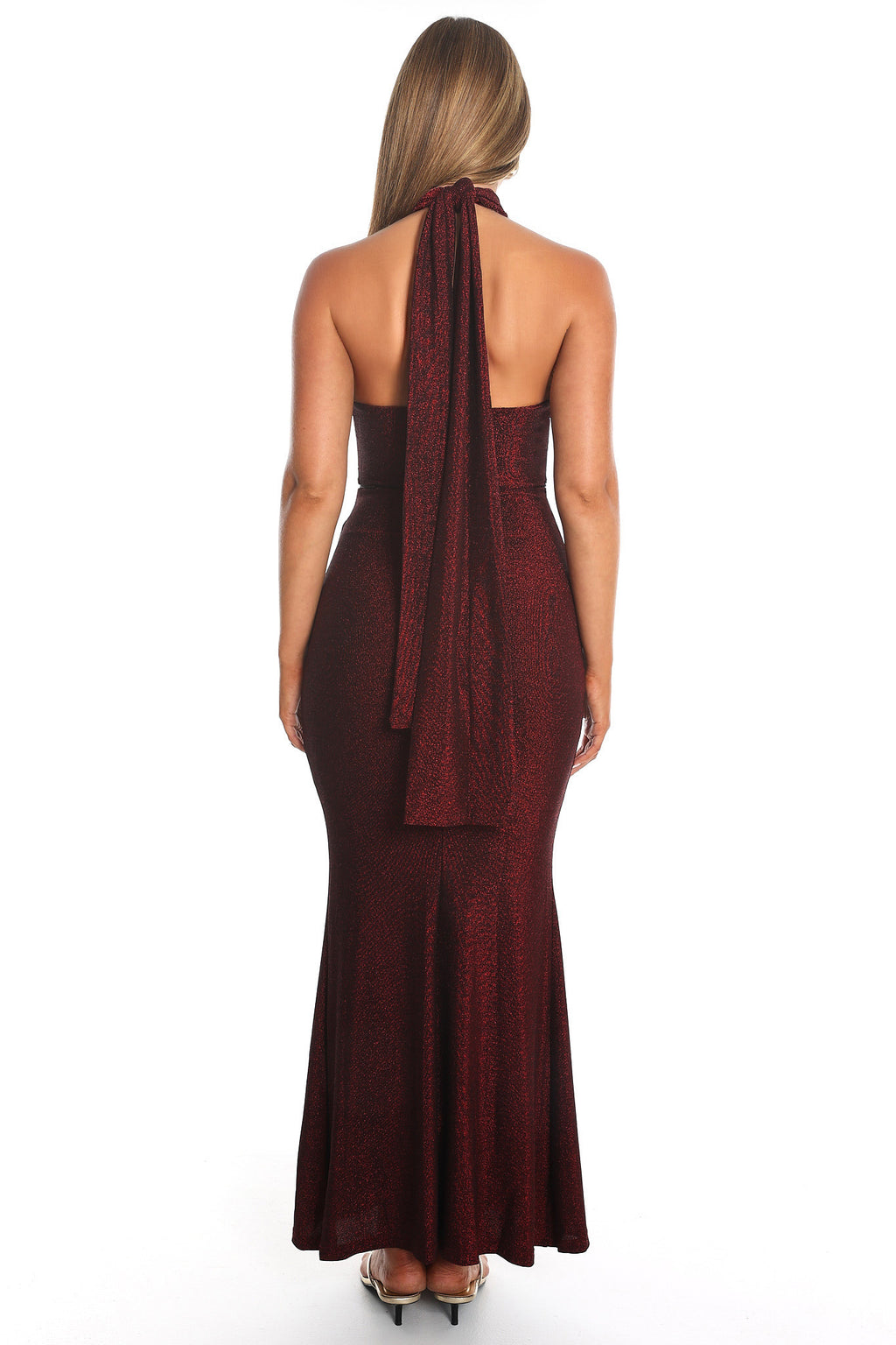 Adrielle Keyhole Halterneck Maxi Dress Wine by Selfie Leslie