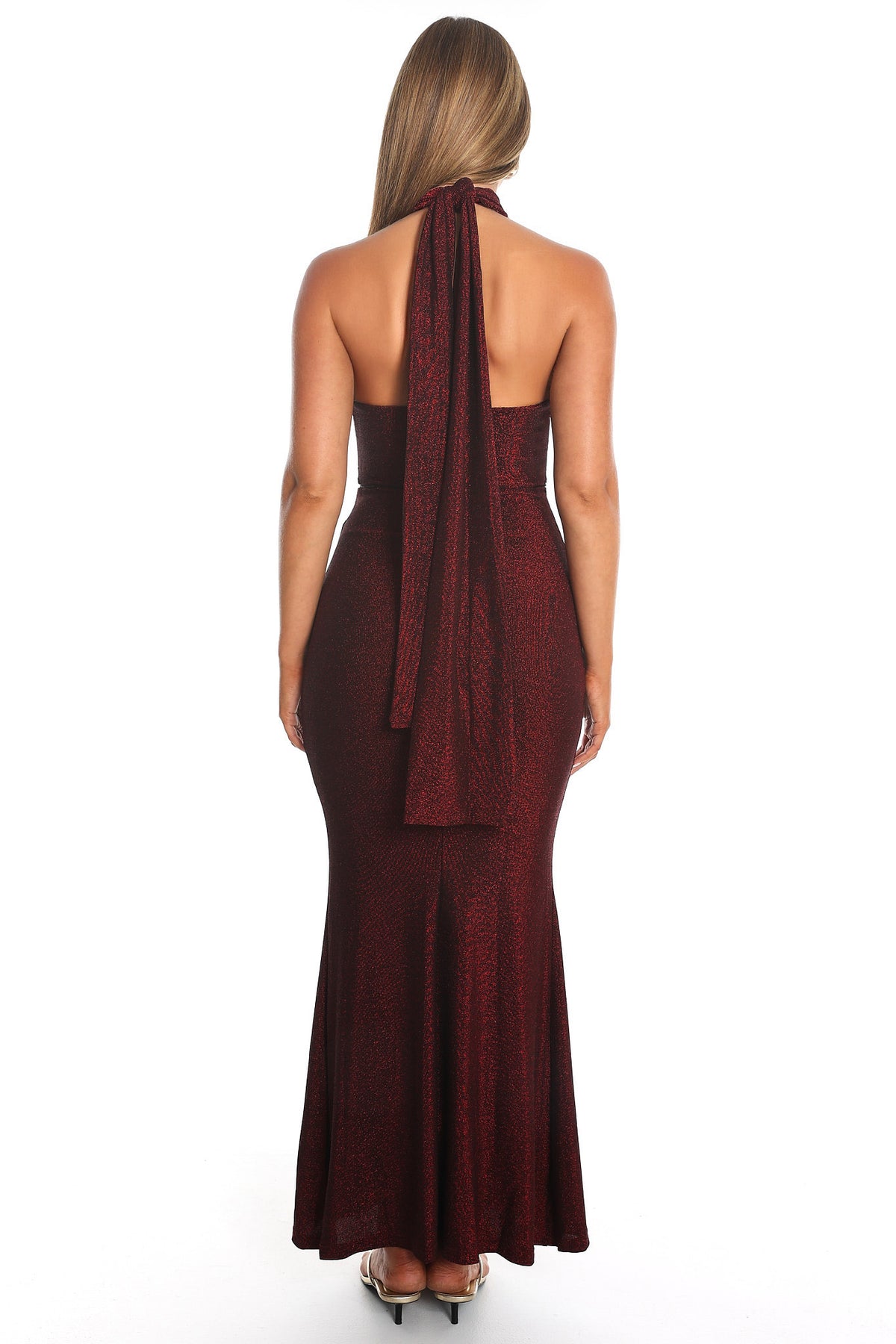 Adrielle Keyhole Halterneck Maxi Dress Wine by Selfie Leslie