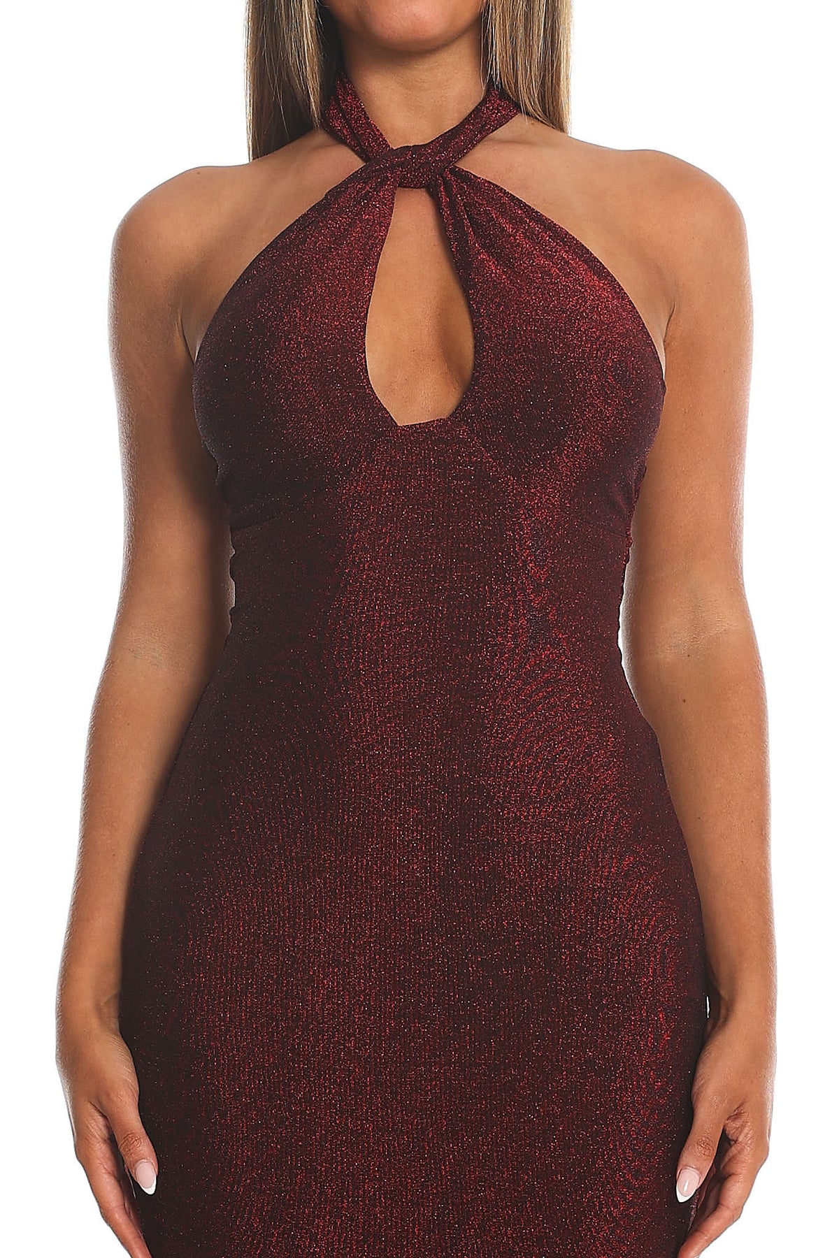 Adrielle Keyhole Halterneck Maxi Dress Wine by Selfie Leslie