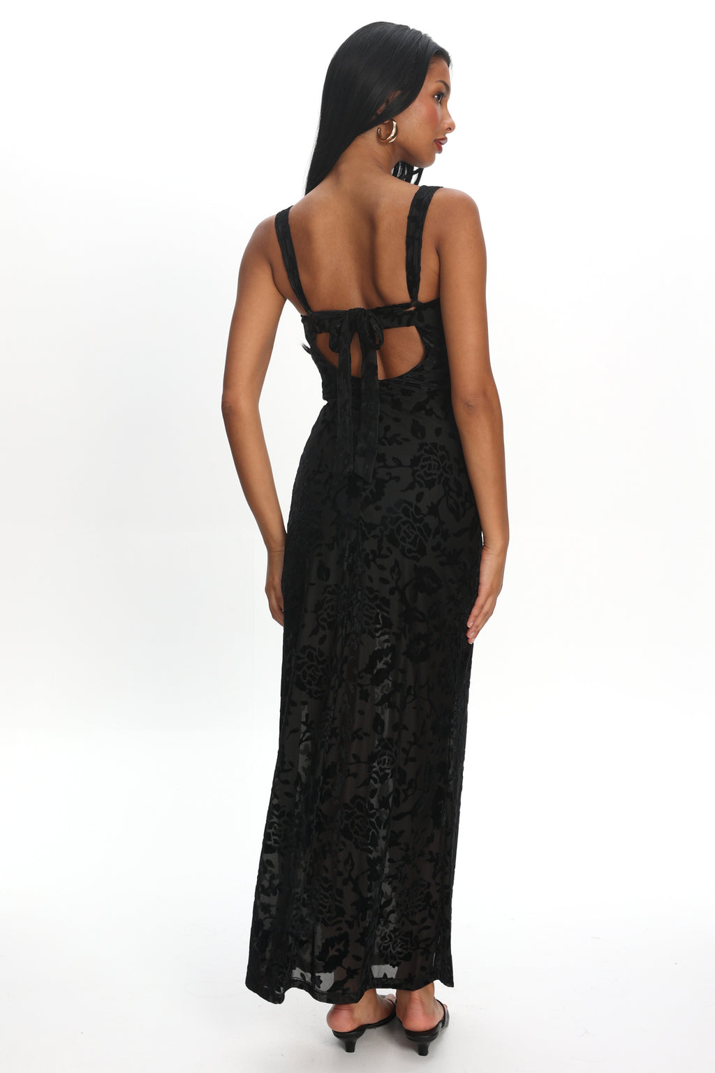 Casablanca Nights Tied Back Maxi Dress Flocked Floral
