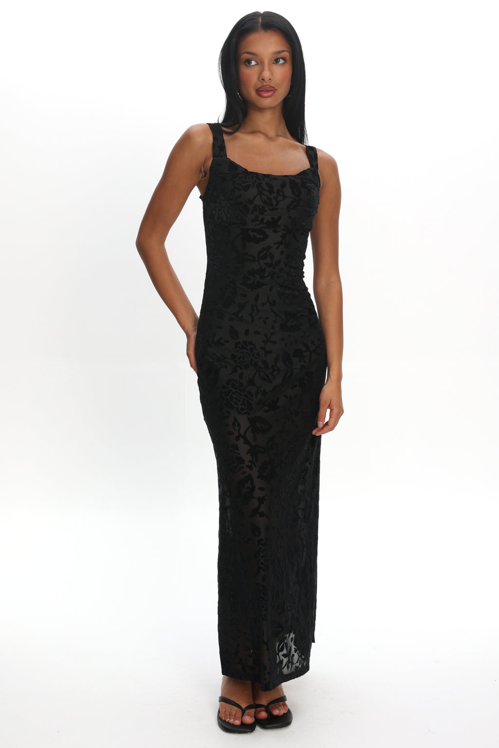 Casablanca Nights Tied Back Maxi Dress Flocked Floral