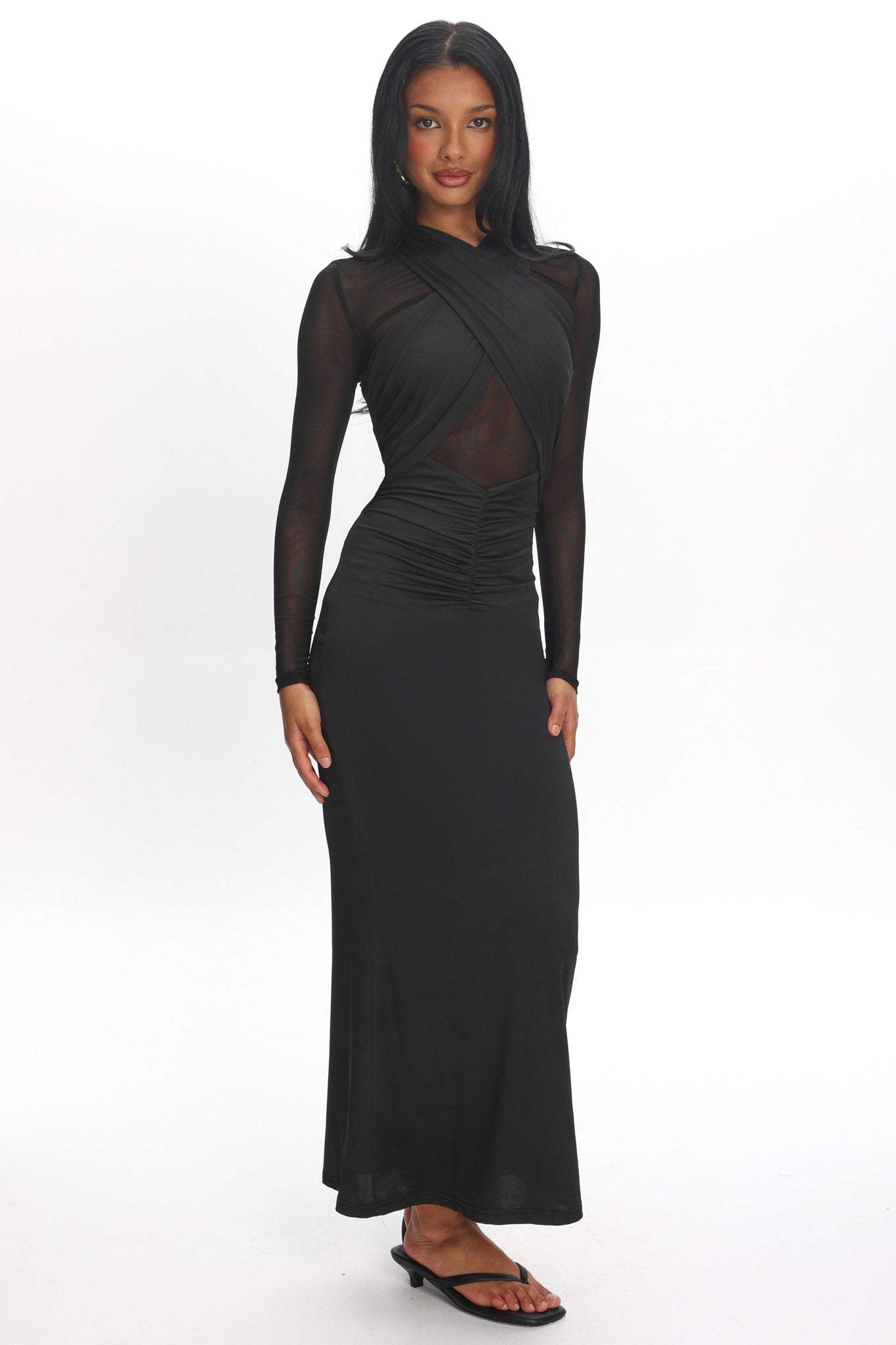 esther maxi dress Esther Sheer Waist Maxi Dress Black