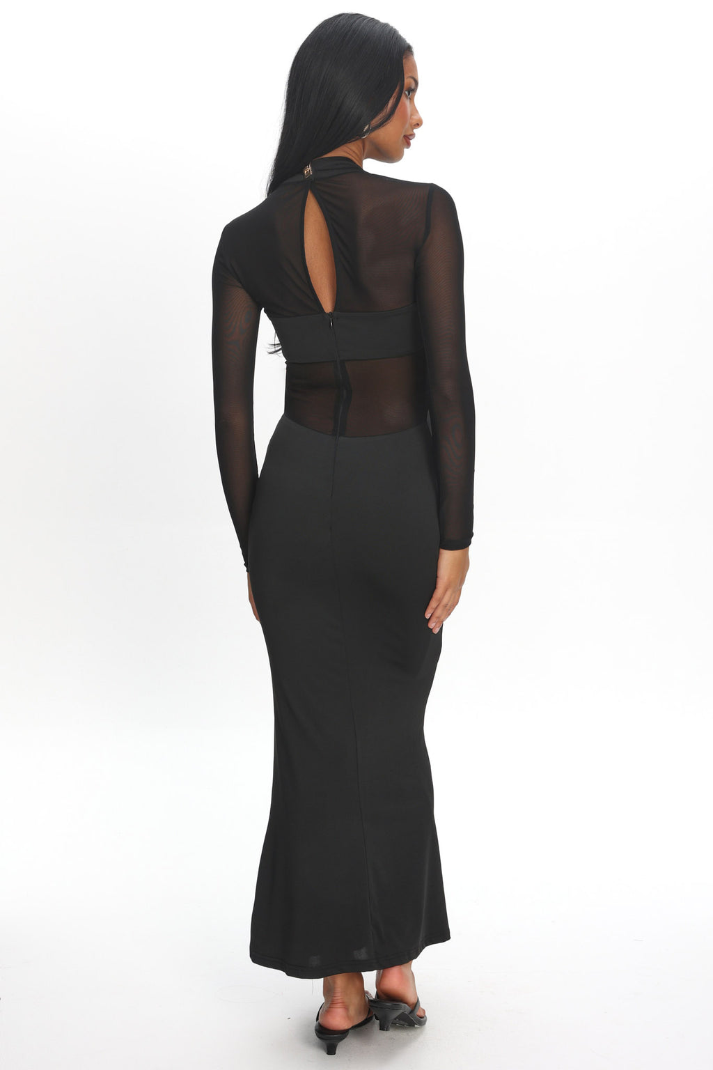 Esther Sheer Waist Maxi Dress Black