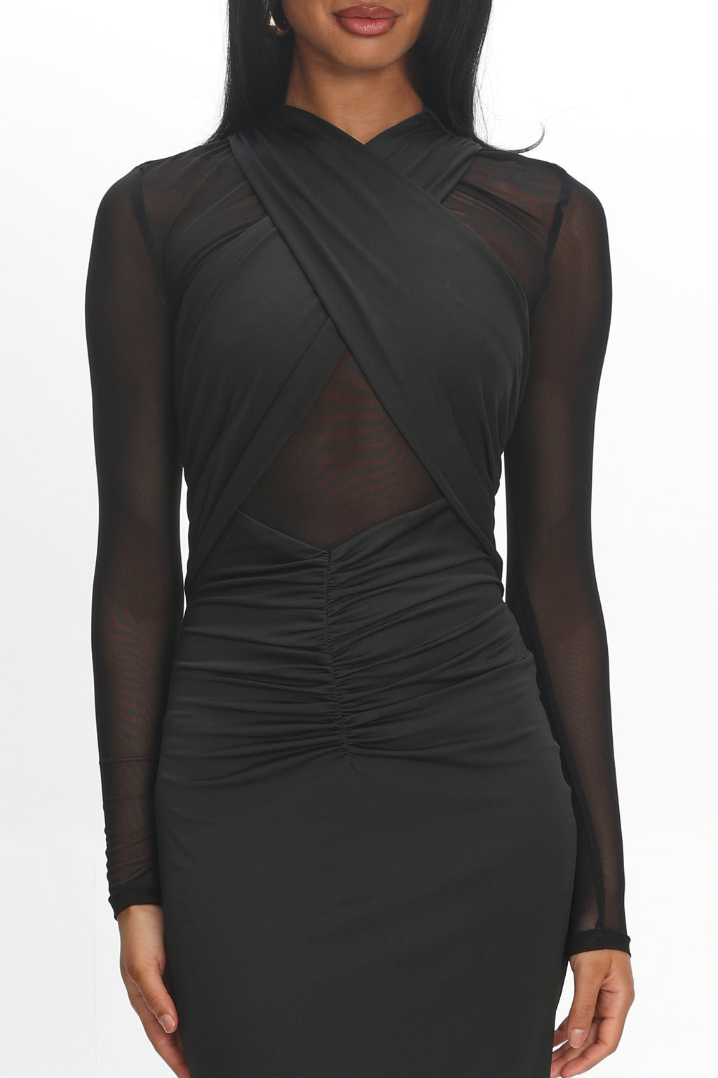 Esther Sheer Waist Maxi Dress Black