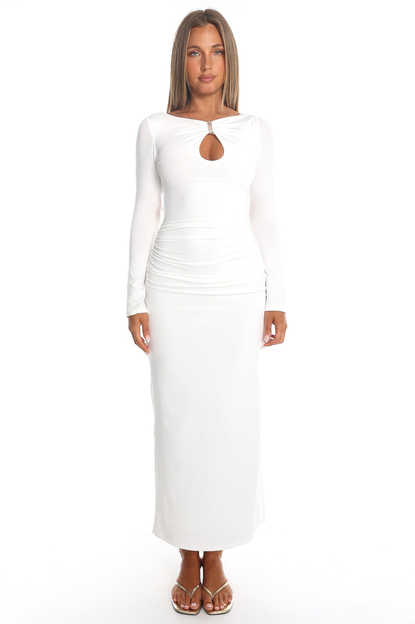 Emmalina Keyhole Bust Maxi Dress White