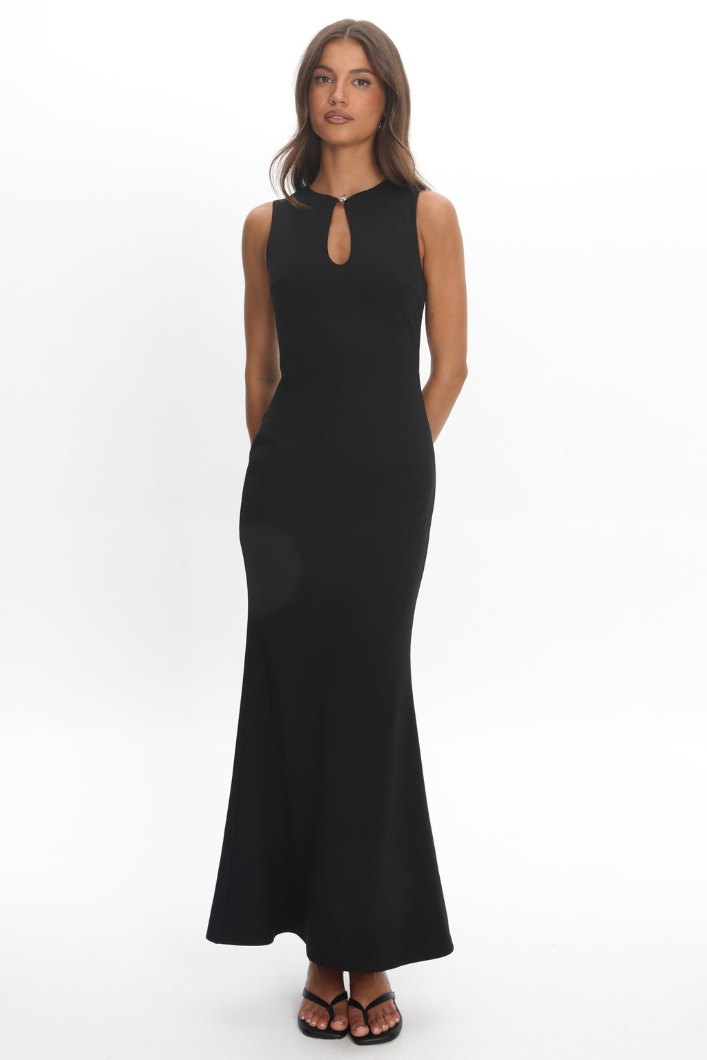 Capucine Key Hole Bust Maxi Dress Black by Selfie Leslie