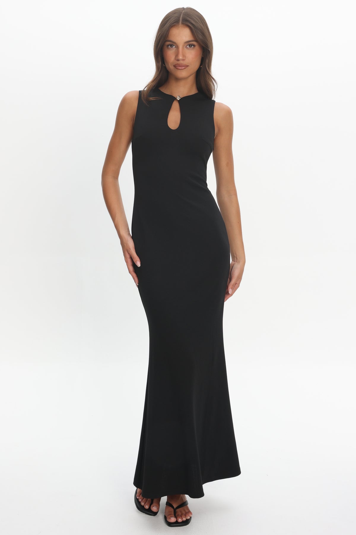 Capucine Key Hole Bust Maxi Dress Black by Selfie Leslie