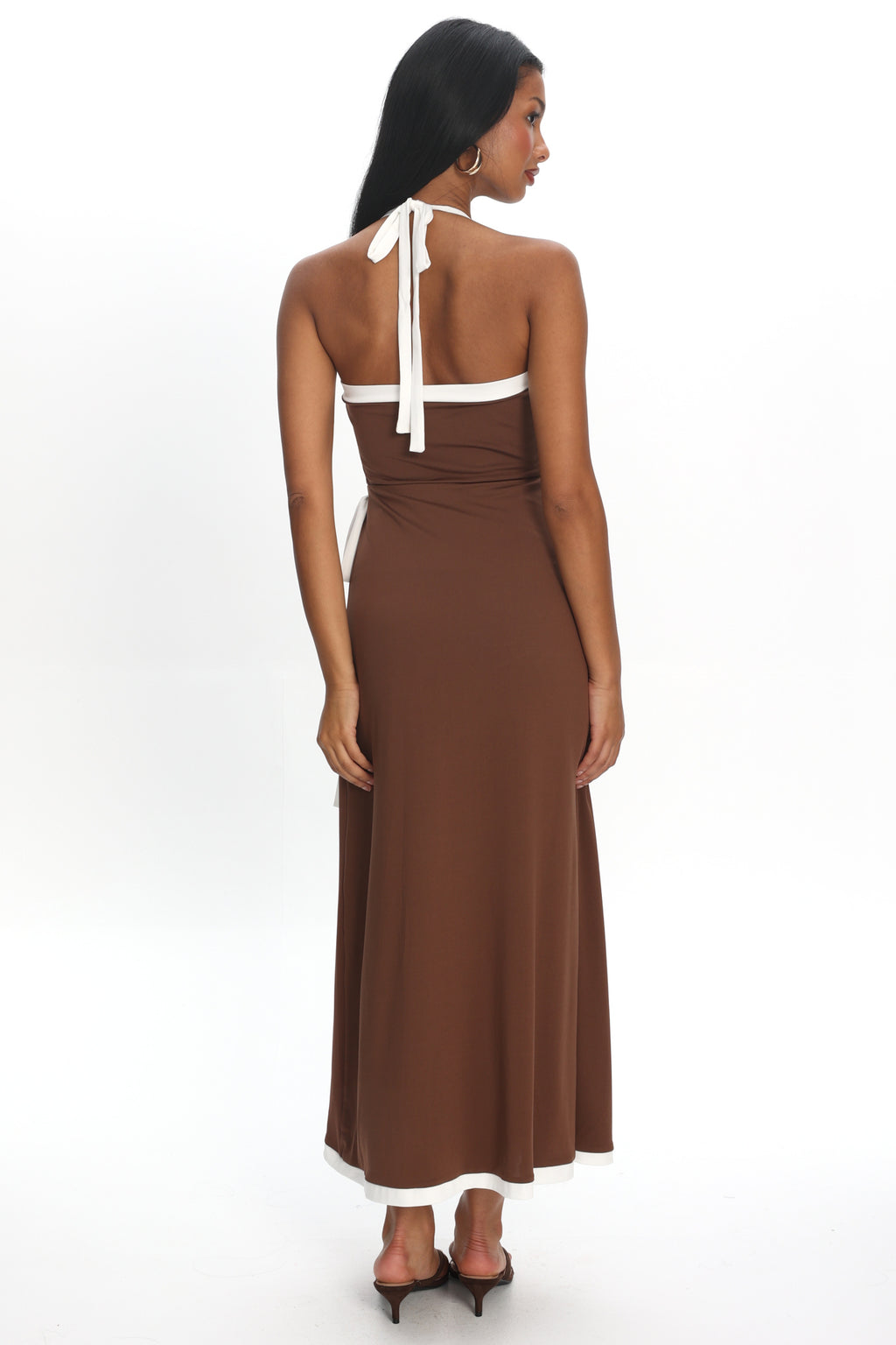 Belira Wrap Front Midi Dress Chocolate