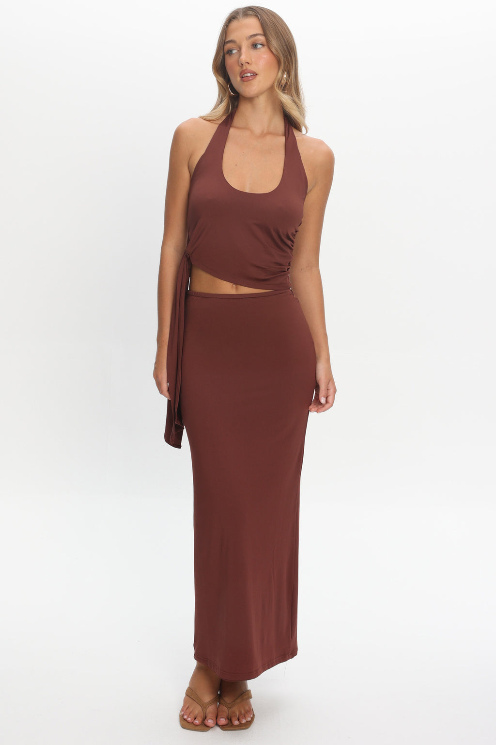 Perez Side Tie Halter Top Wine
