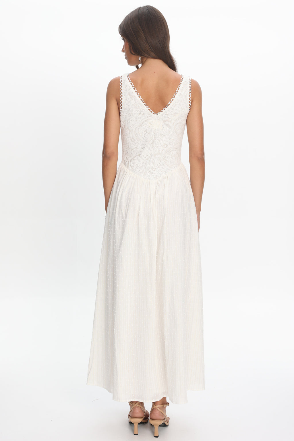 Siena Lace Bodice Maxi Dress White by Selfie Leslie